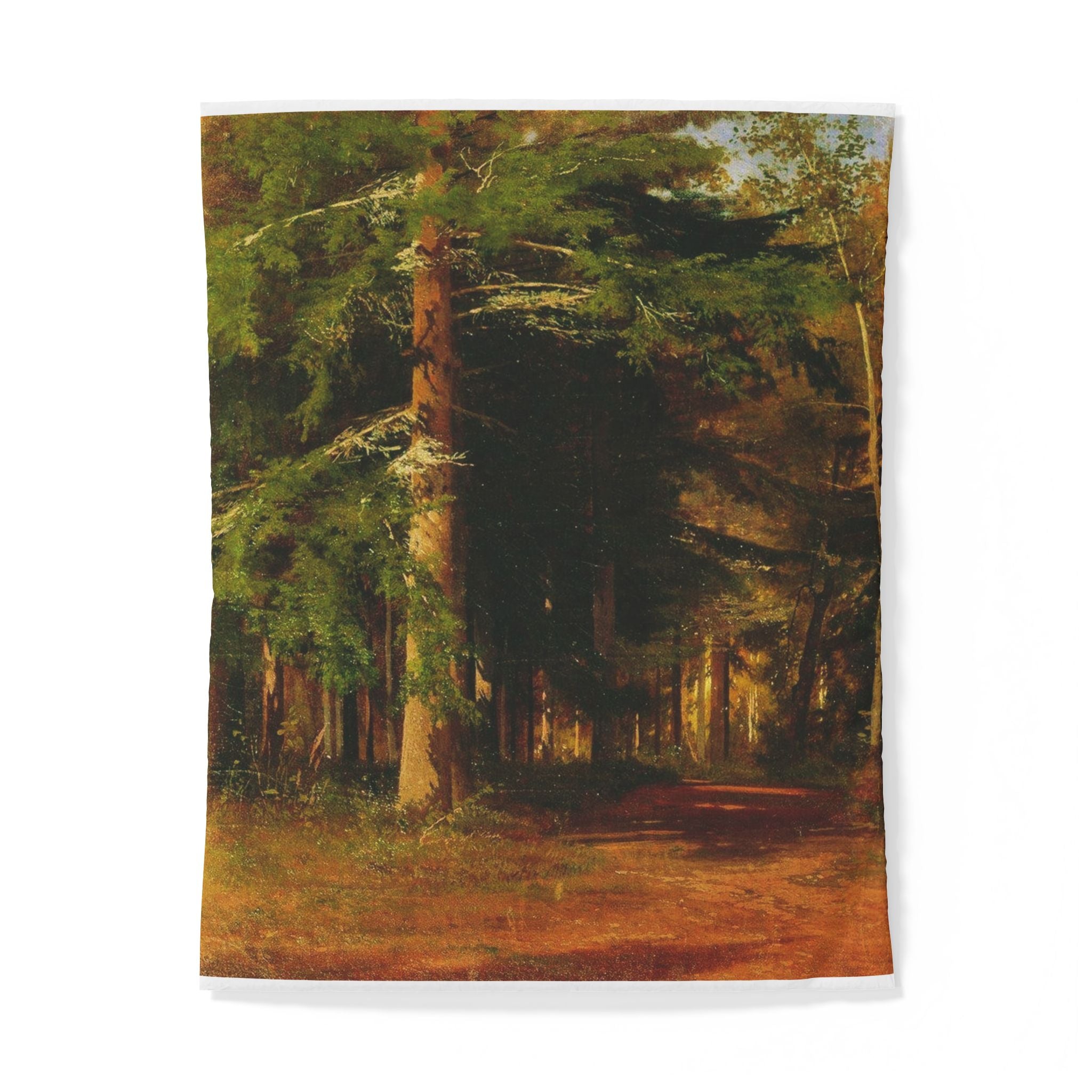 Forest Landscape Cotton Duvet Cover | Woodland Trees Illustration