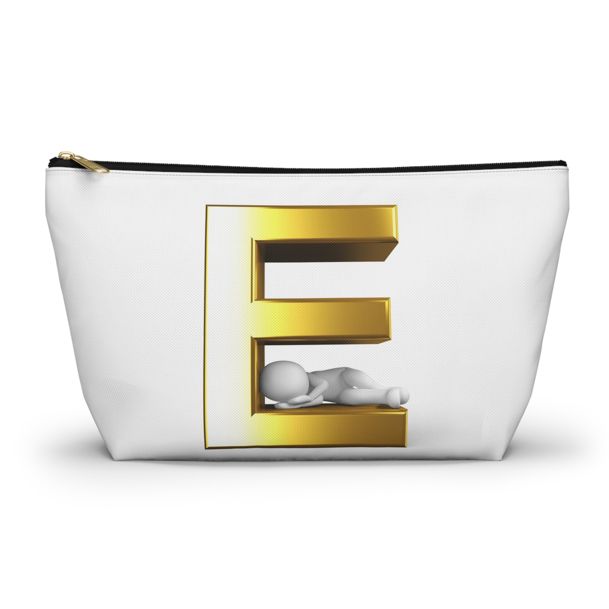 Golden Letter E with Sleeping Baby Accessory Pouch