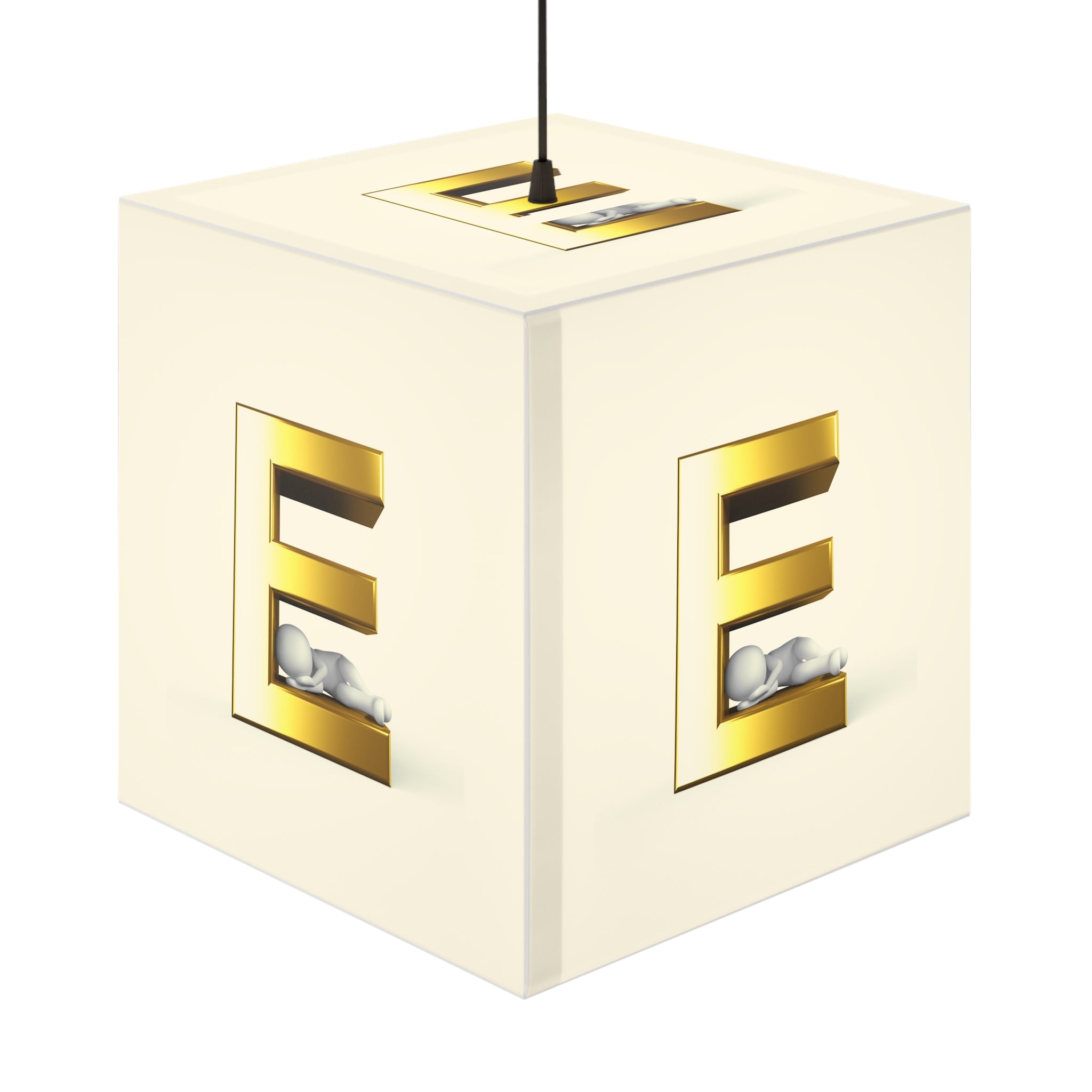 Lampe Cube Lettre E Or | Lampe Cube Lumineuse