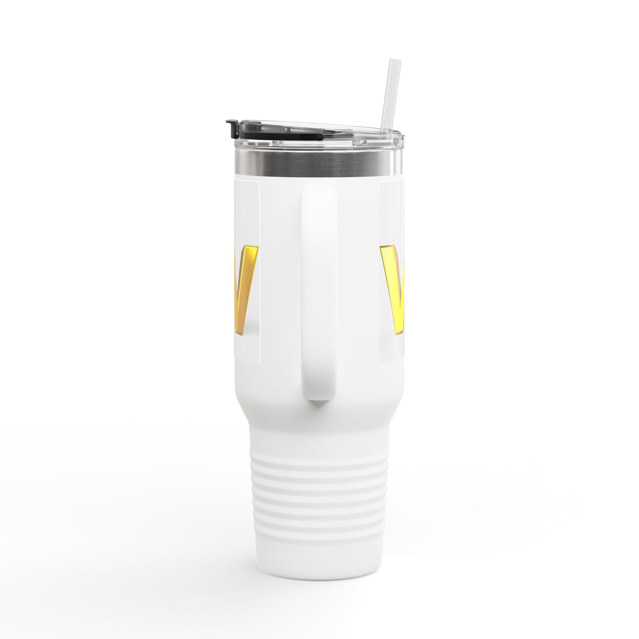 3D Gold Letter W with Figure Travel Mug | Insulated 40oz Tumbler