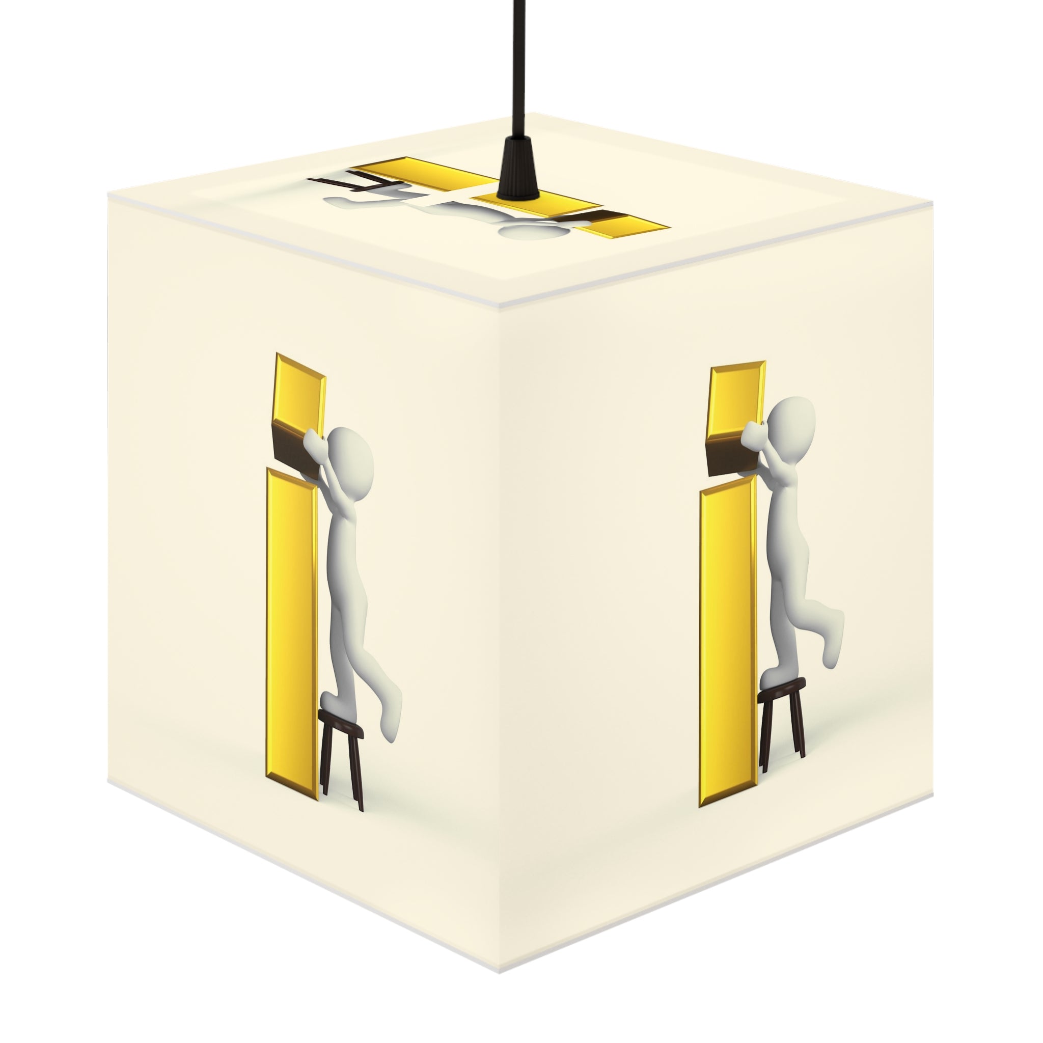 Stick Figure Building Letter i Light Cube Lamp | Minimal Typographic Nightlight
