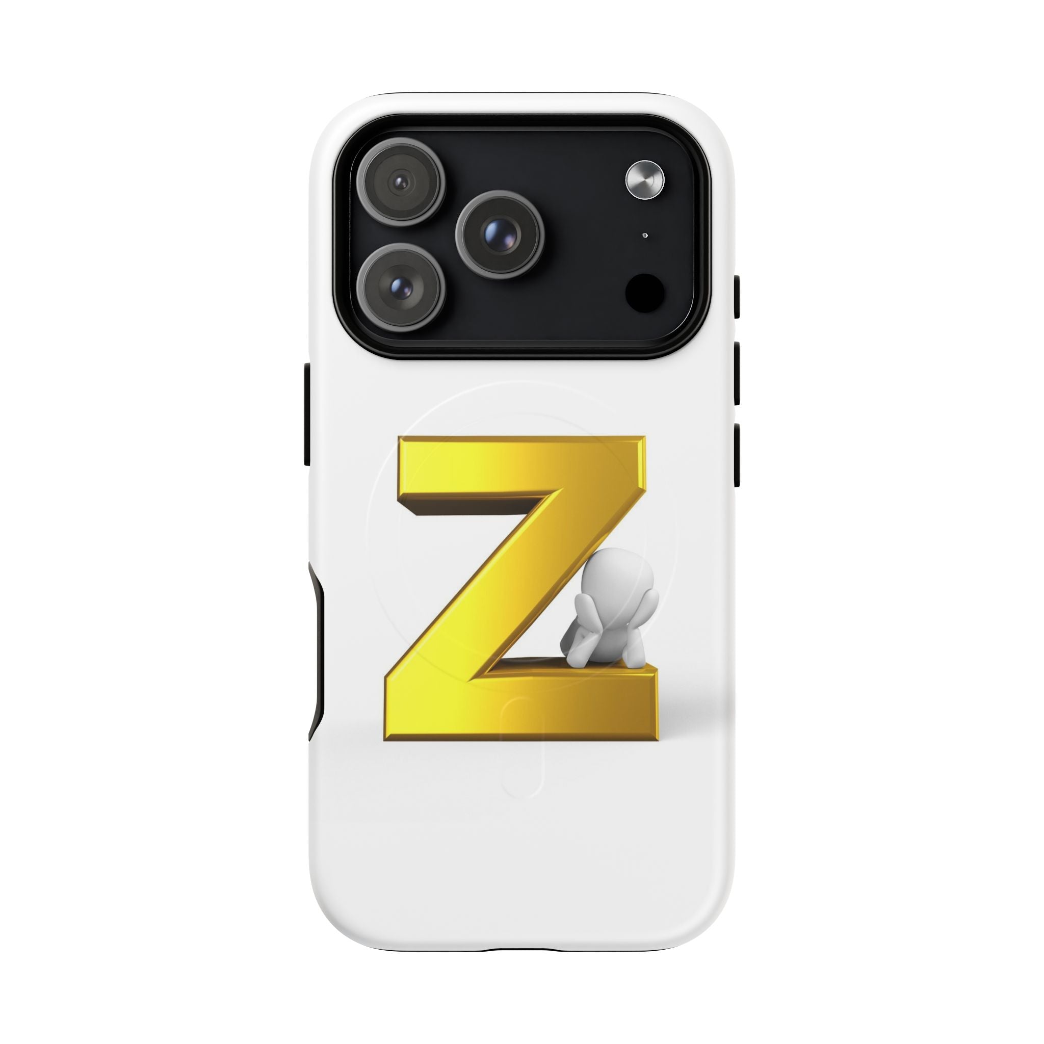 Coque de Téléphone Lettre Z Or 3D | Coque Magnétique Robuste, Initiale Monogramme