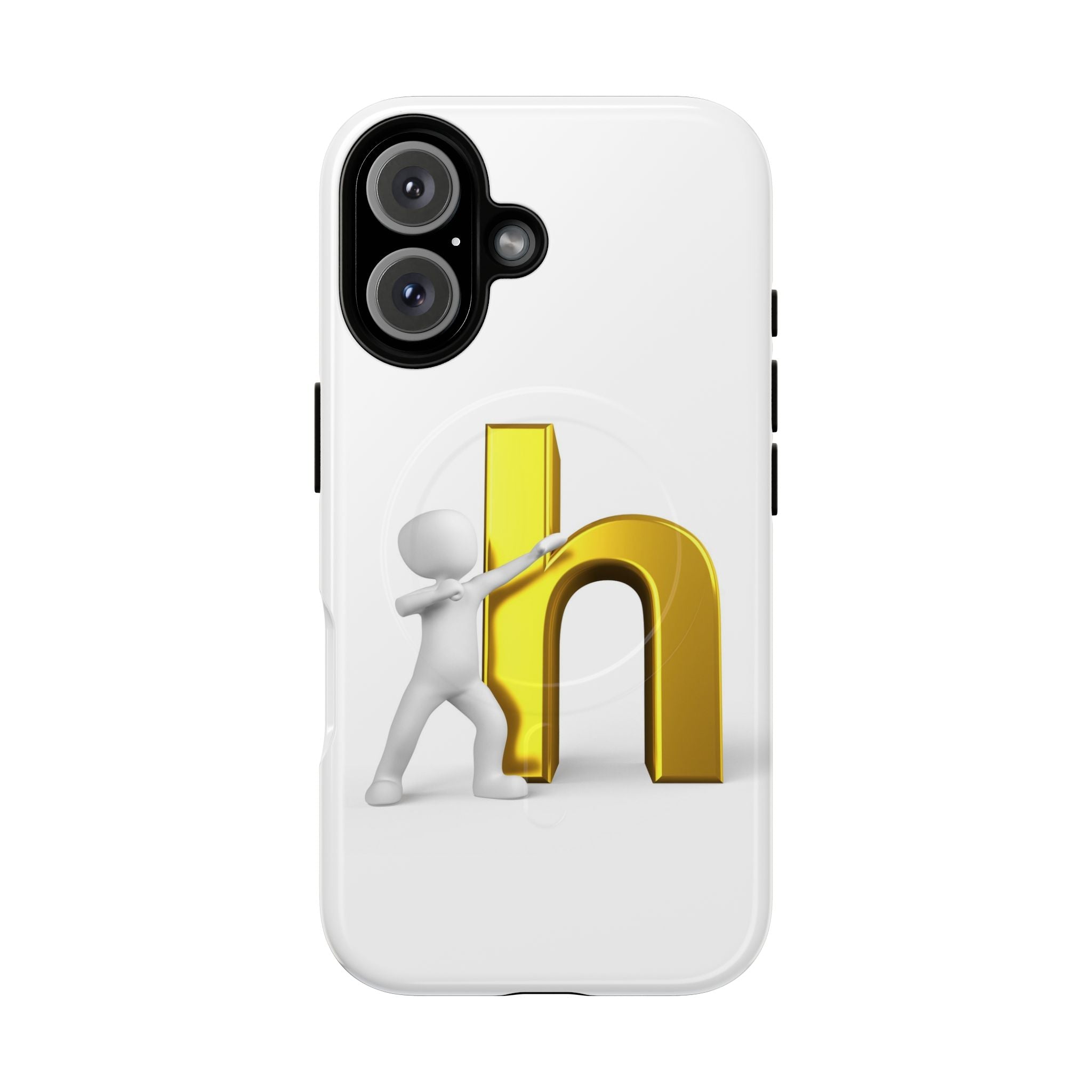 Coque de téléphone 3D avec lettre H dorée poussée | Coque magnétique robuste