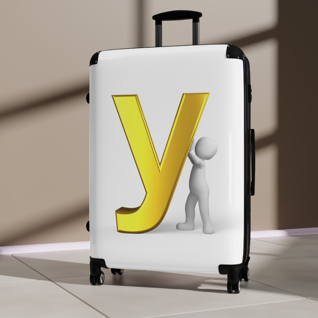 Yellow Letter Y Suitcase | Monogram Luggage with 3D Figure