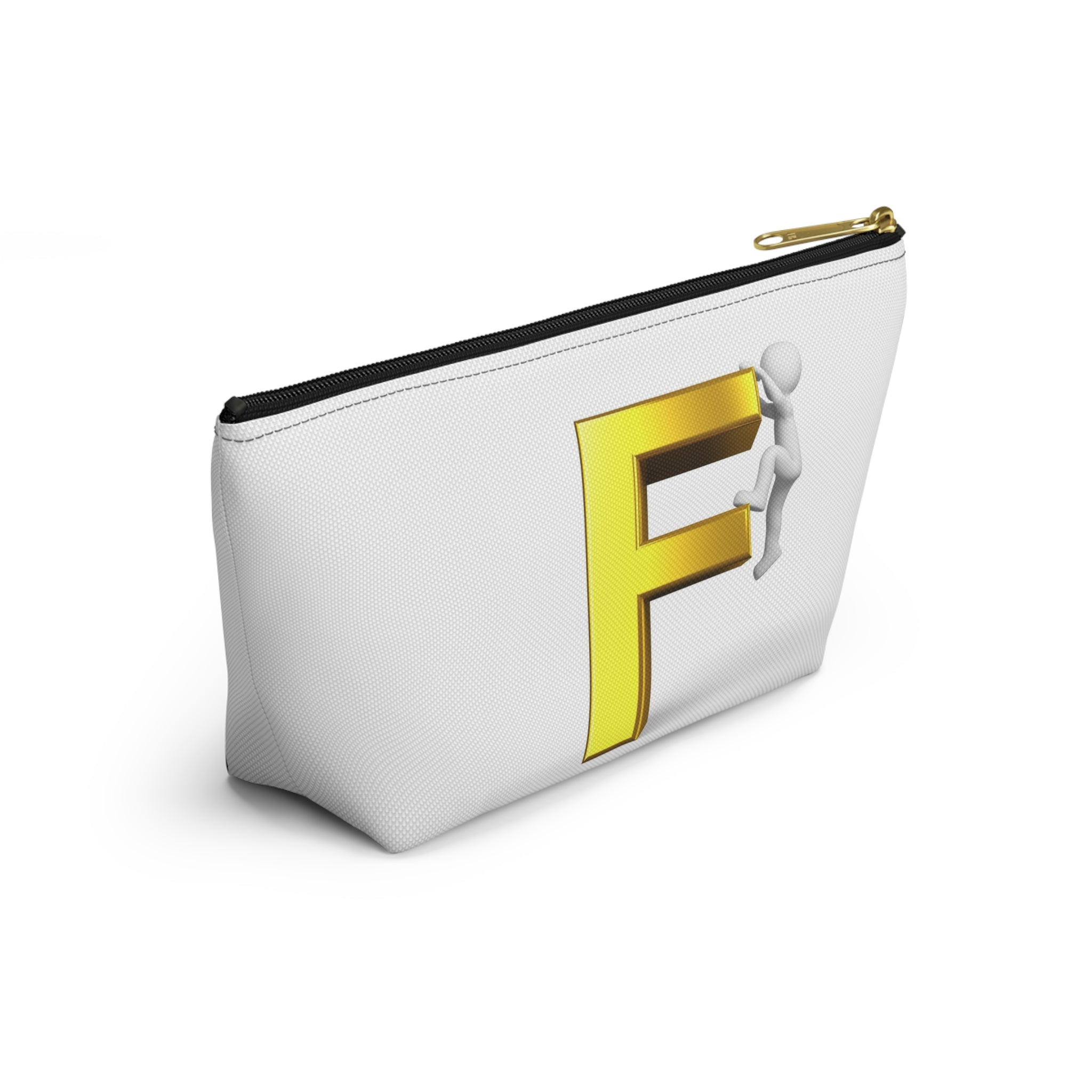 Gold Letter F Climber Accessory Pouch | Monogram Initial Makeup Bag