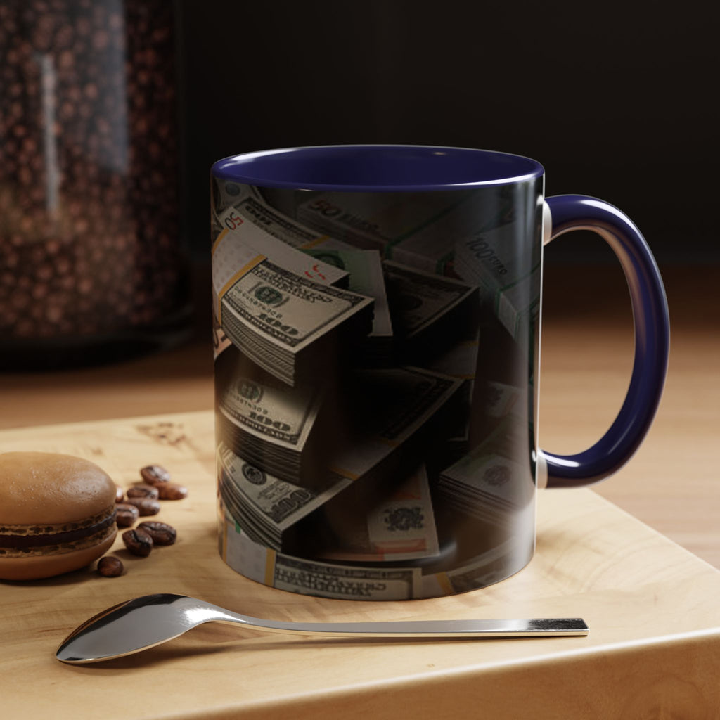 Geldstapel-Tasse | Akzent-Kaffeetasse 325 ml 444 ml, Bargeld-Muster