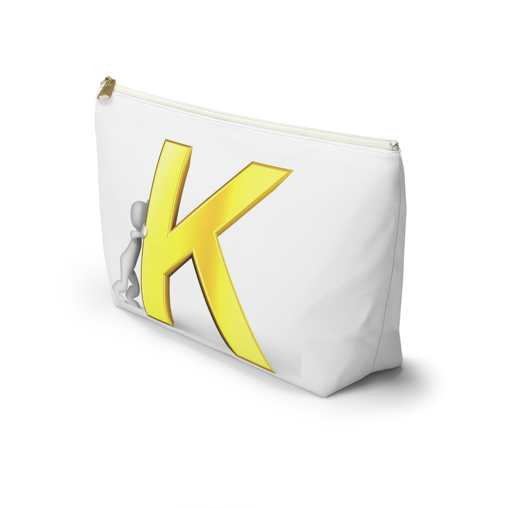 Yellow Letter K Monogram Accessory Pouch | Initial K Makeup Bag