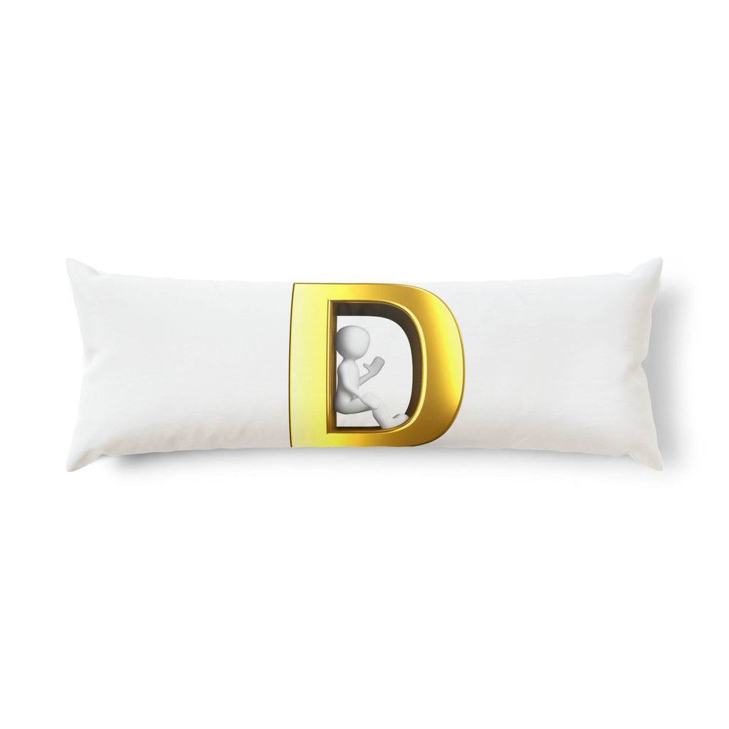 Gold Letter D Monogram Body Pillow | Initial D Decorative Body Pillow
