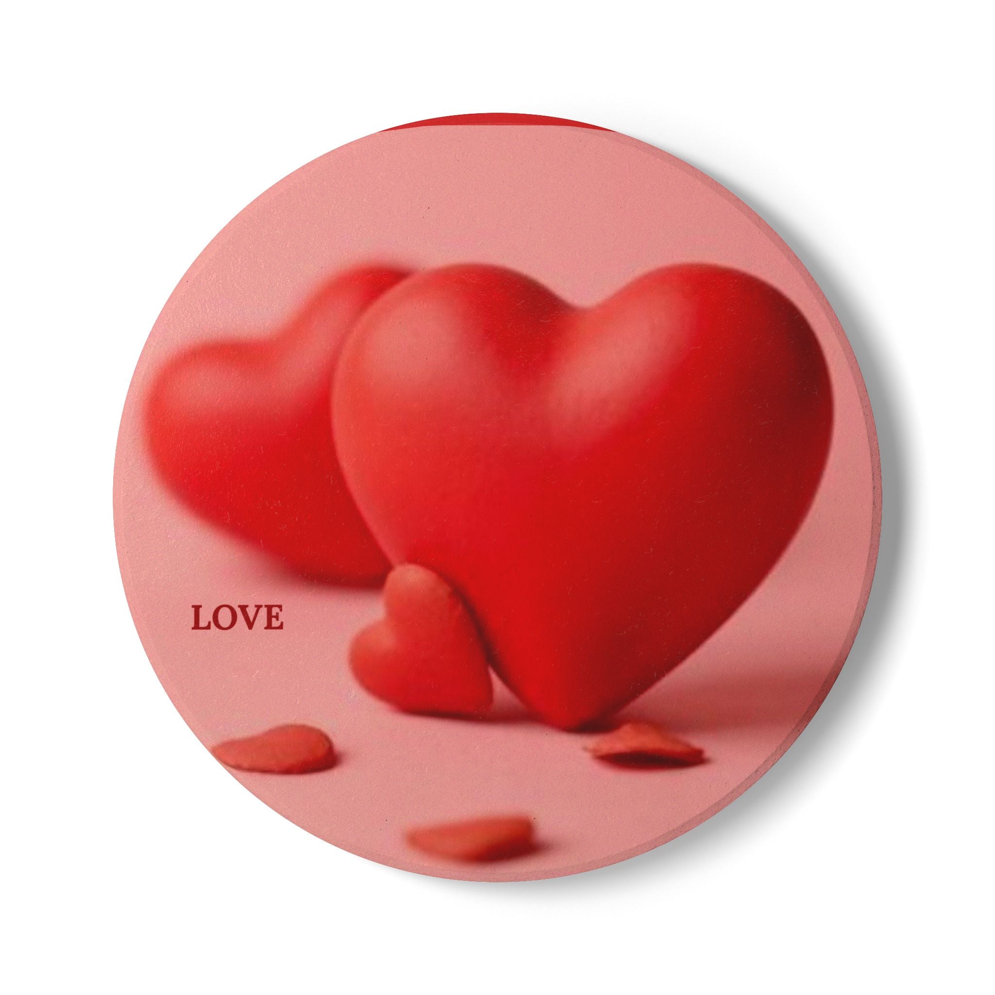 Red Heart Love artwork Ceramic Coaster | Valentine Romance Drink Mat