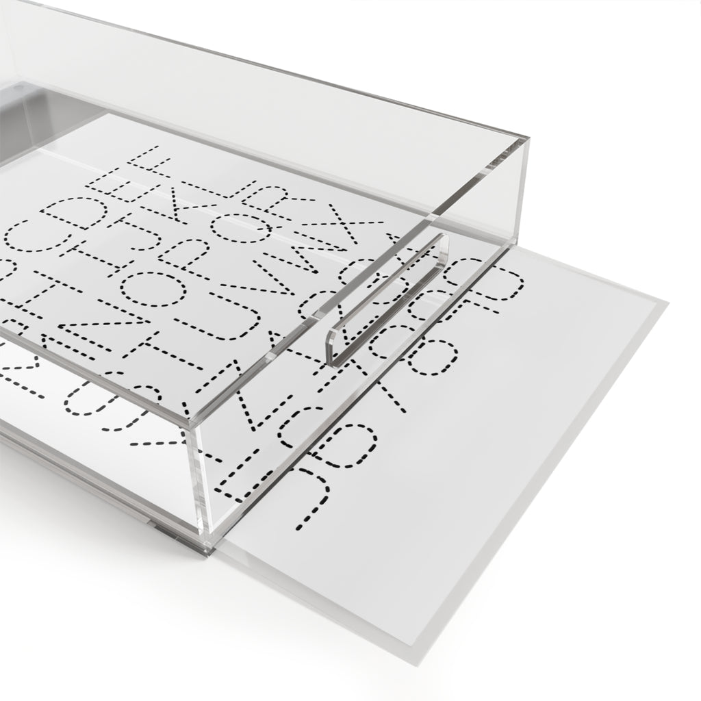Stitched Dot Alphabet Acrylic Serving Tray | Modern Monogram Tray