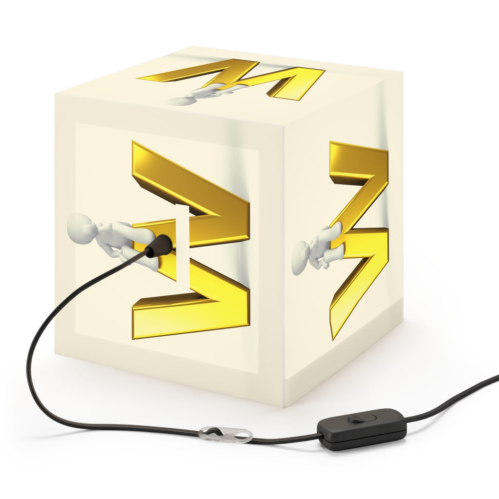 3D Gold Letter W Light Cube Lamp | Modern Alphabet Nightlight