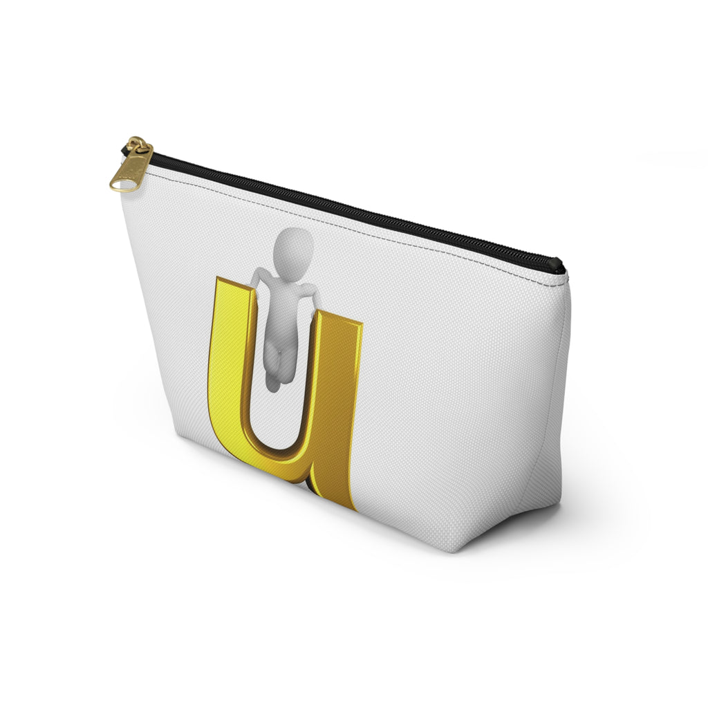 3D Stick Figure Climbing Gold Letter U Accessory Pouch