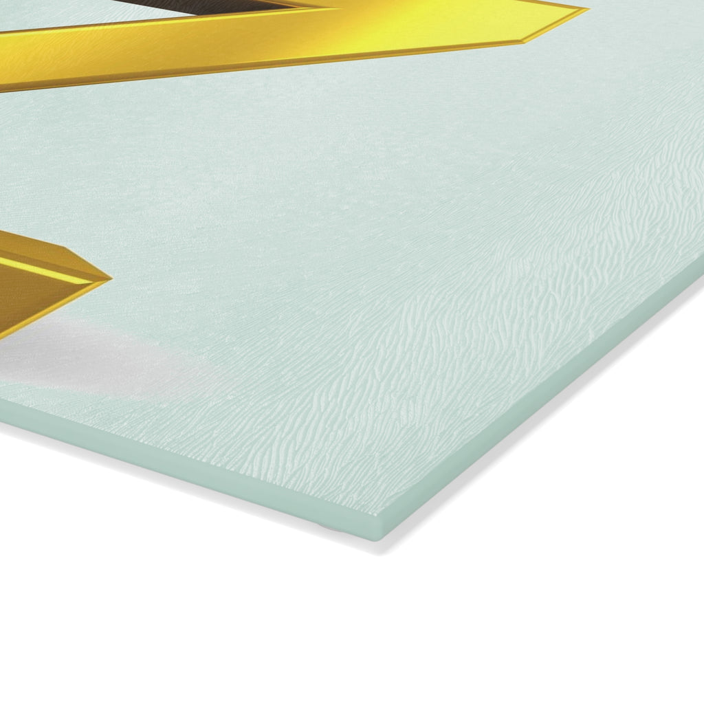 Gold Letter Z with Figure Glass Cutting Board | Monogram Initial Kitchen Decor