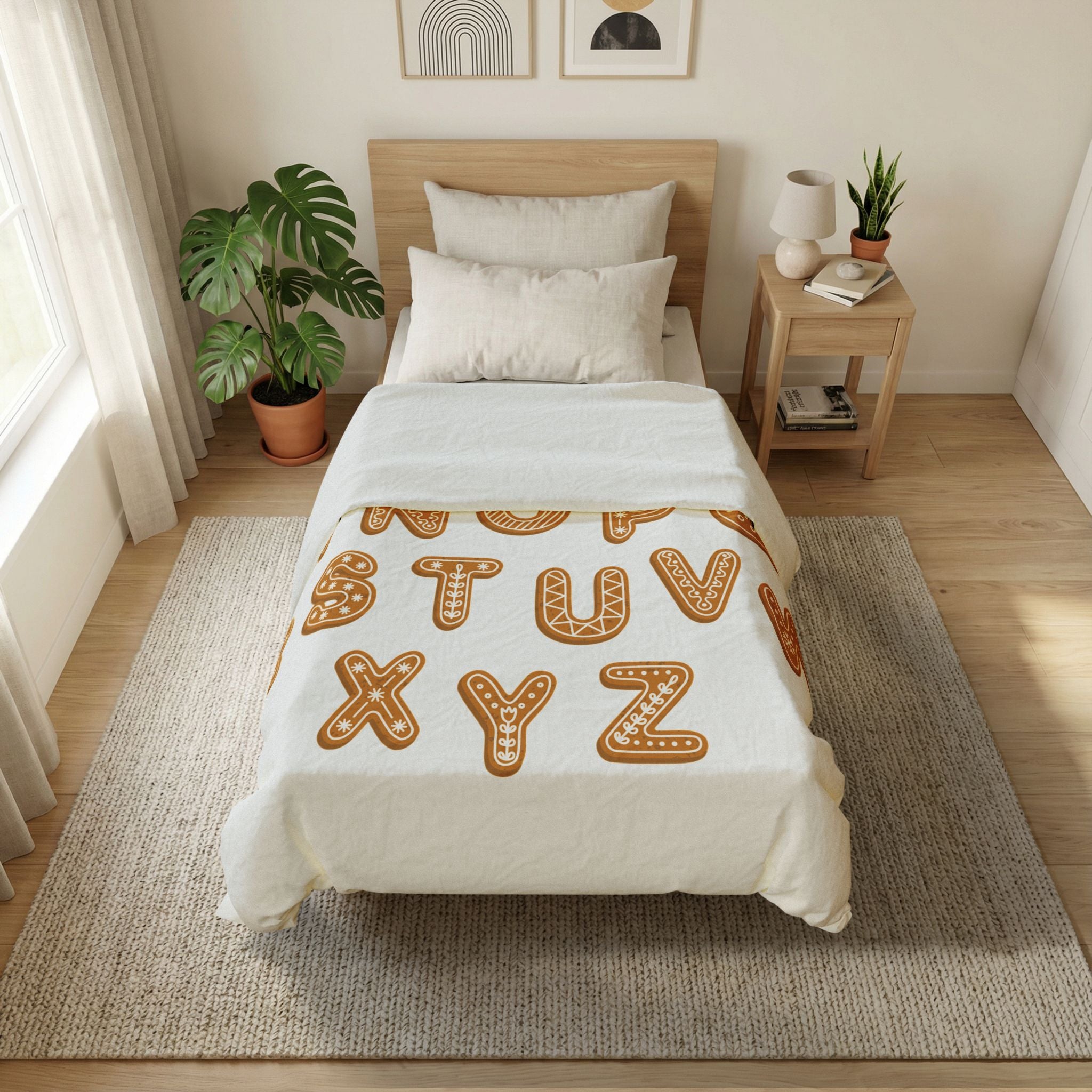 Gingerbread Cookie Alphabet Duvet Cover | Kids Bedding, Holiday Alphabet