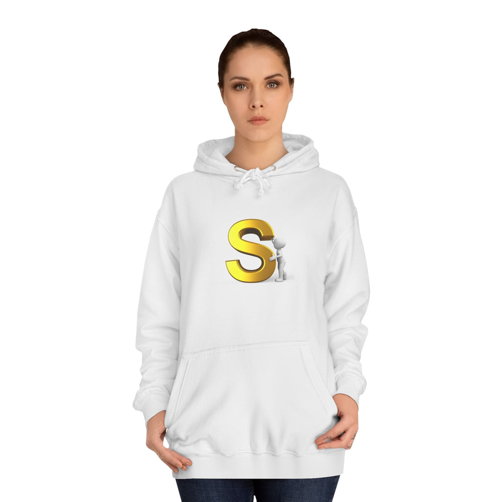 Gold Letter S with Character Hoodie | Initial Monogram Sweatshirt