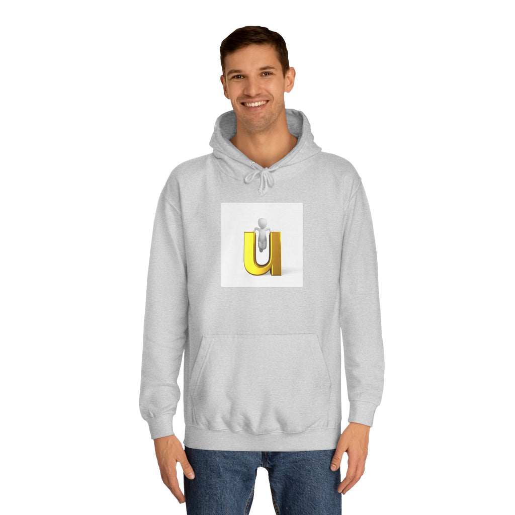 3D Gold Letter U Hoodie | Minimal Initial Sweatshirt