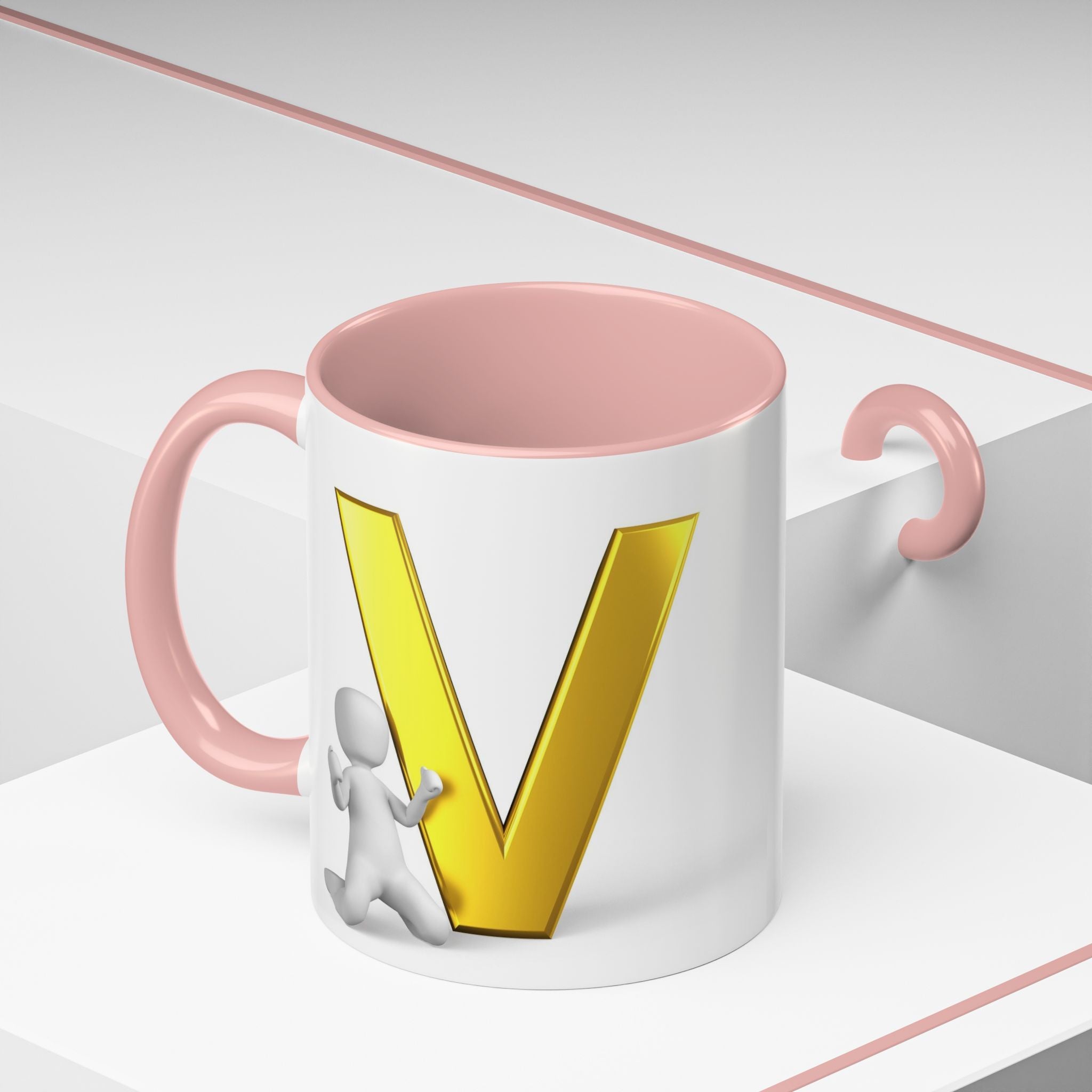 Gold Letter V Mug | Accent Coffee Mug 11oz 15oz