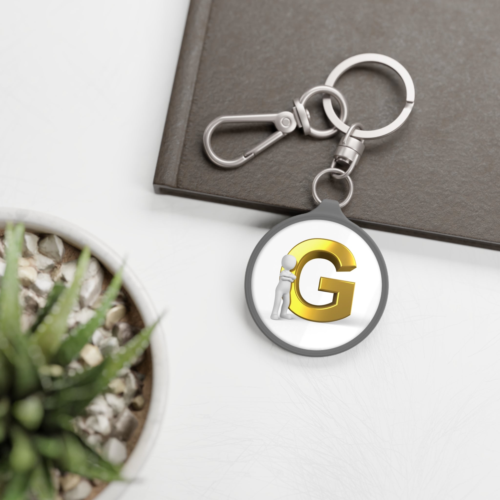 Gold Letter G Initial Keyring Tag | Monogram Keychain