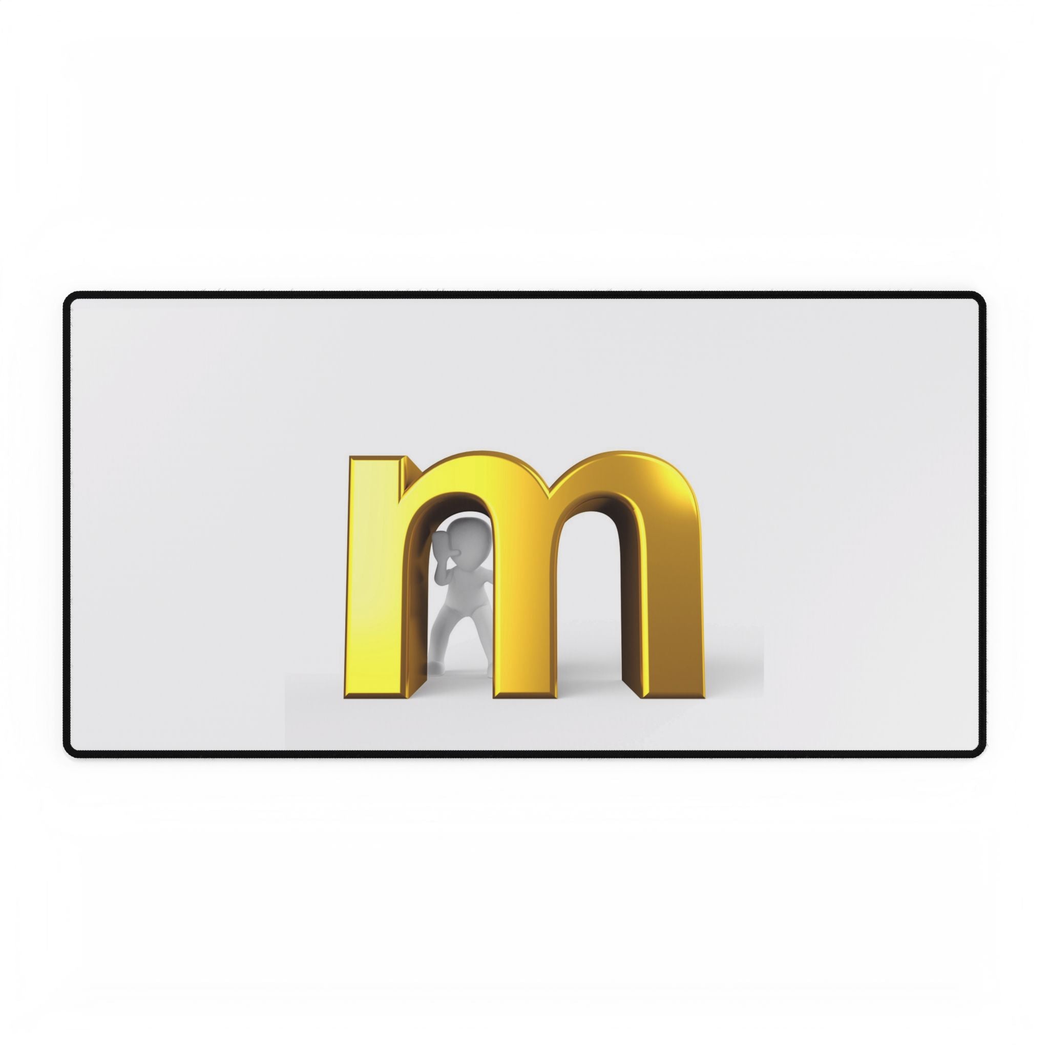 Tapis de souris de bureau lettre M dorée | Tapis de souris monogramme minimaliste
