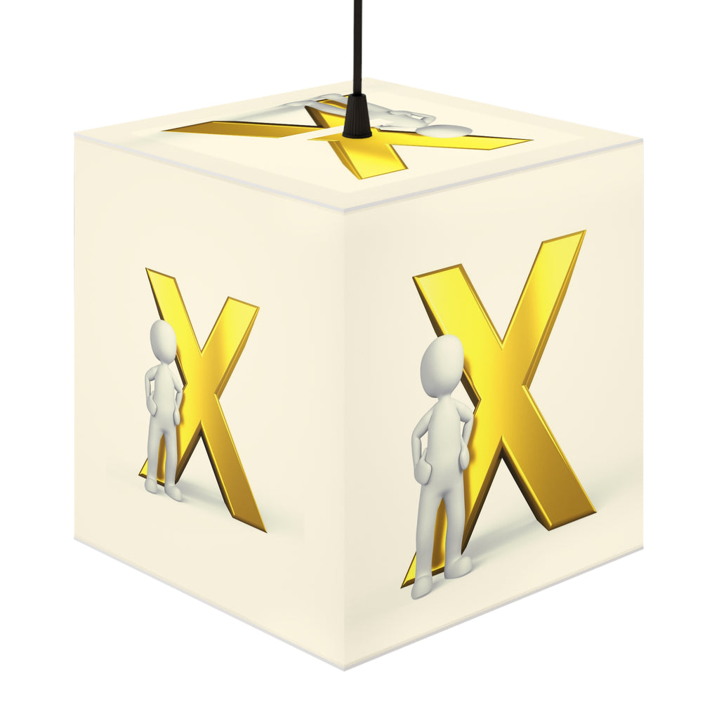Gold X Letter Design Light Cube Lamp | Alphabet Initial Decor