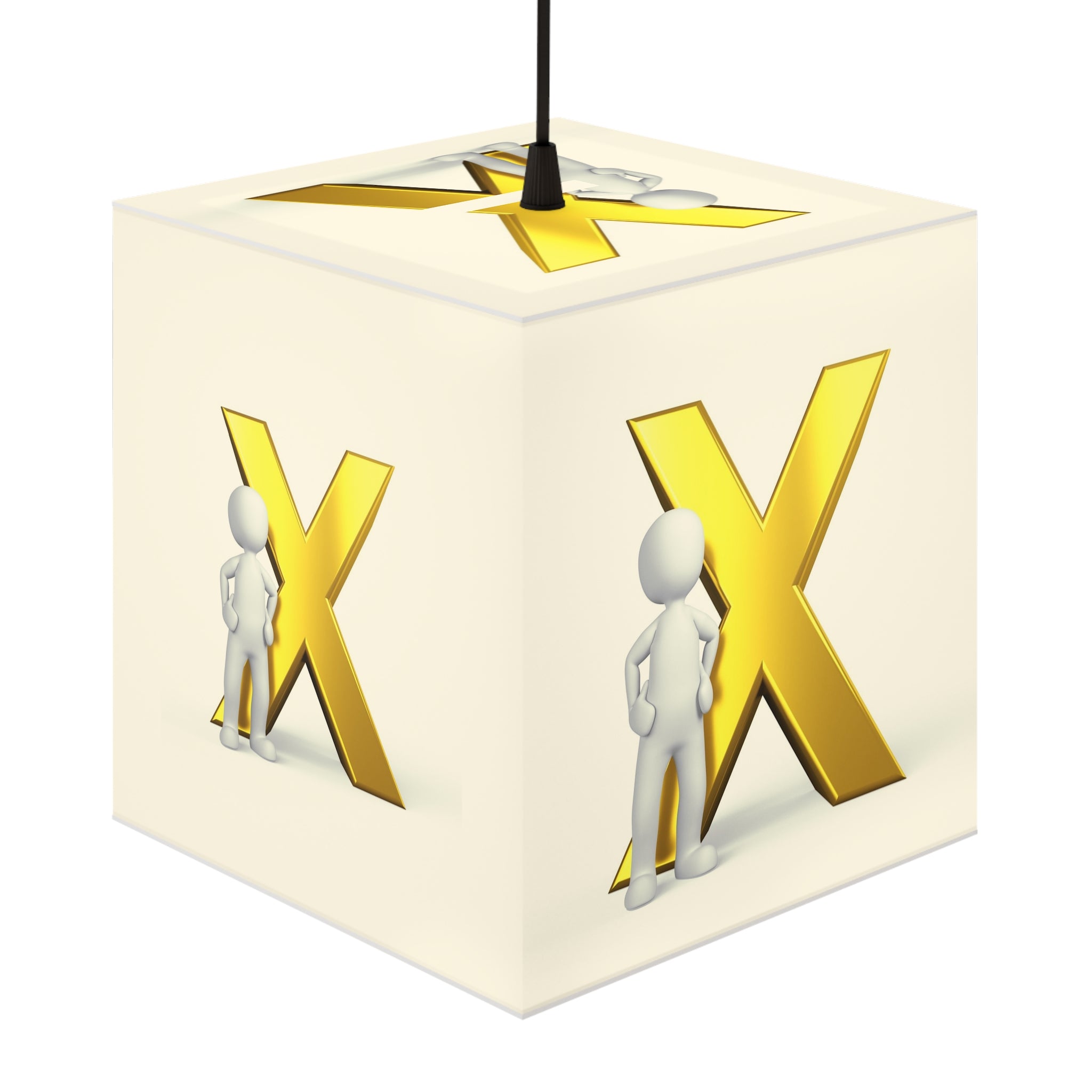 Gold X Letter Design Light Cube Lamp | Alphabet Initial Decor