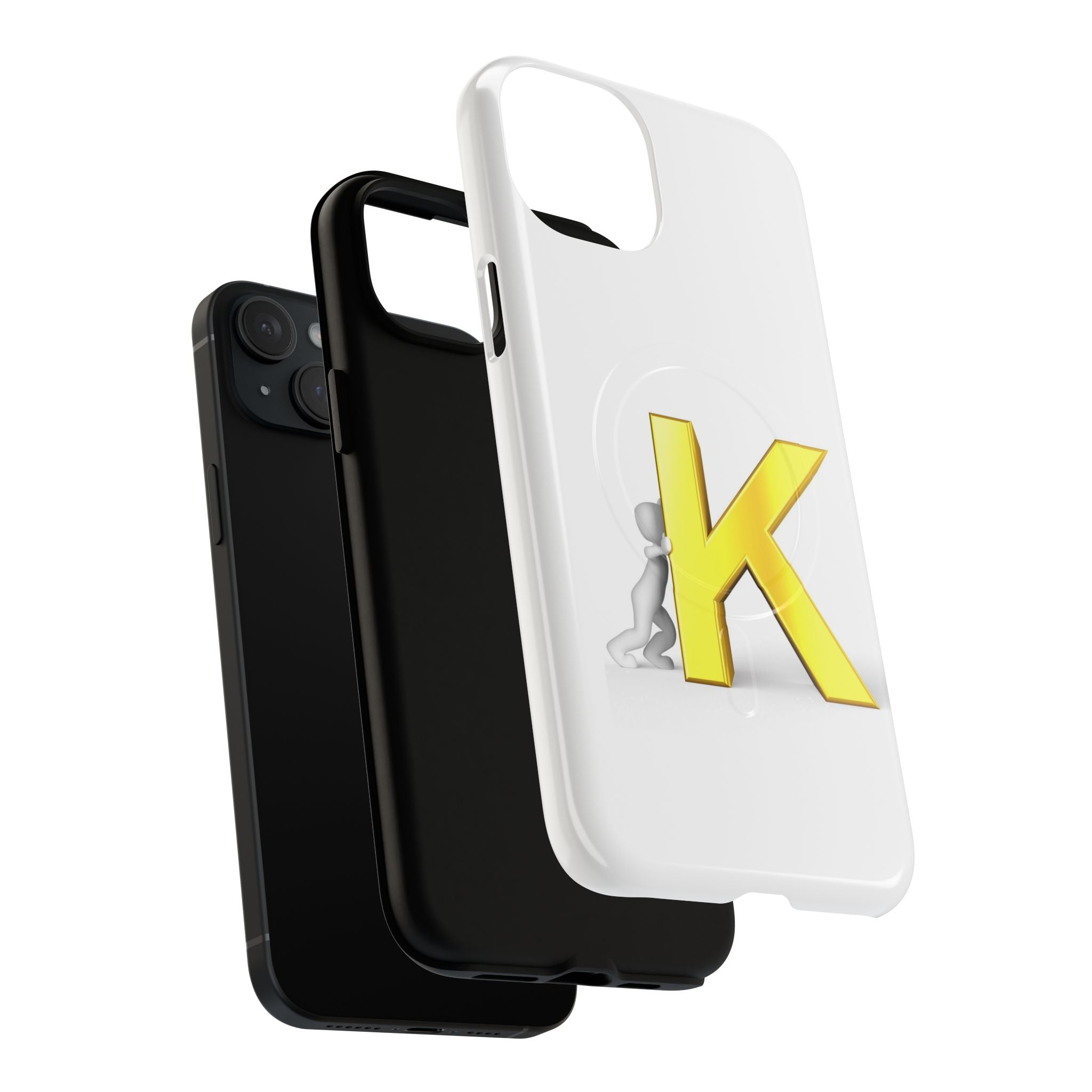 Yellow K Letter Phone Case | Tough Magnetic Case, Monogram Initial K