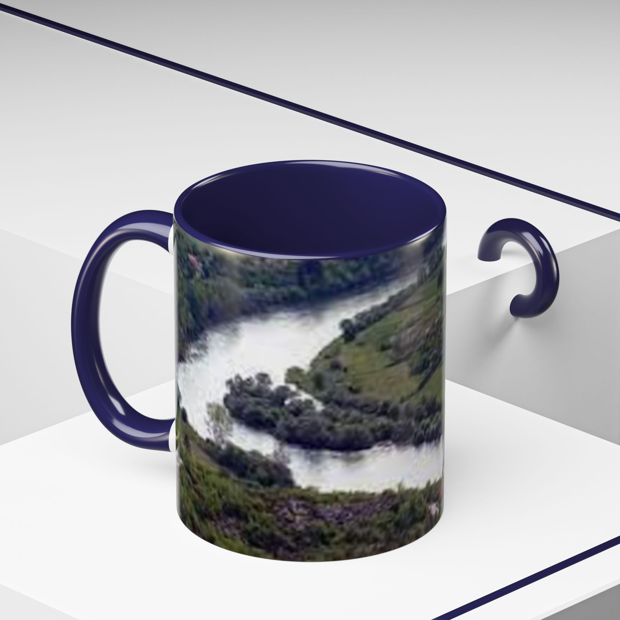 Riverside Landscape Coffee Mug | Accent Black Handle and Rim