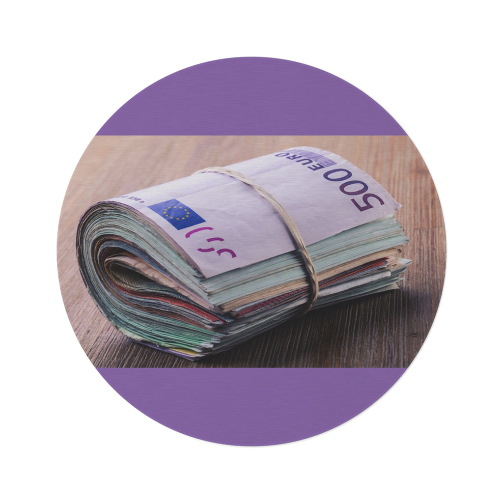 Stack of Euro Banknotes Round Rug | Money Photography Accent Mat