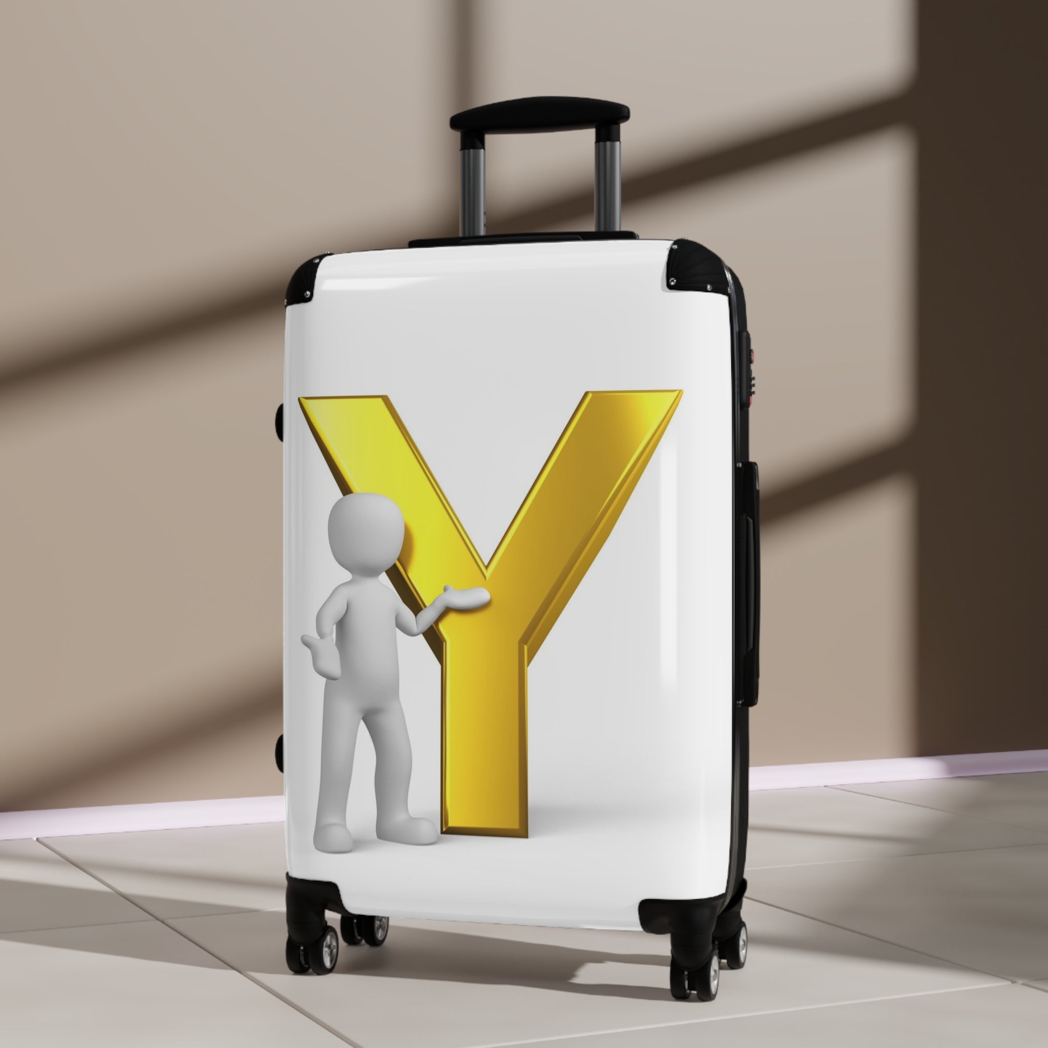 Gold Letter Y Initial Suitcase | Monogram Luggage Cover