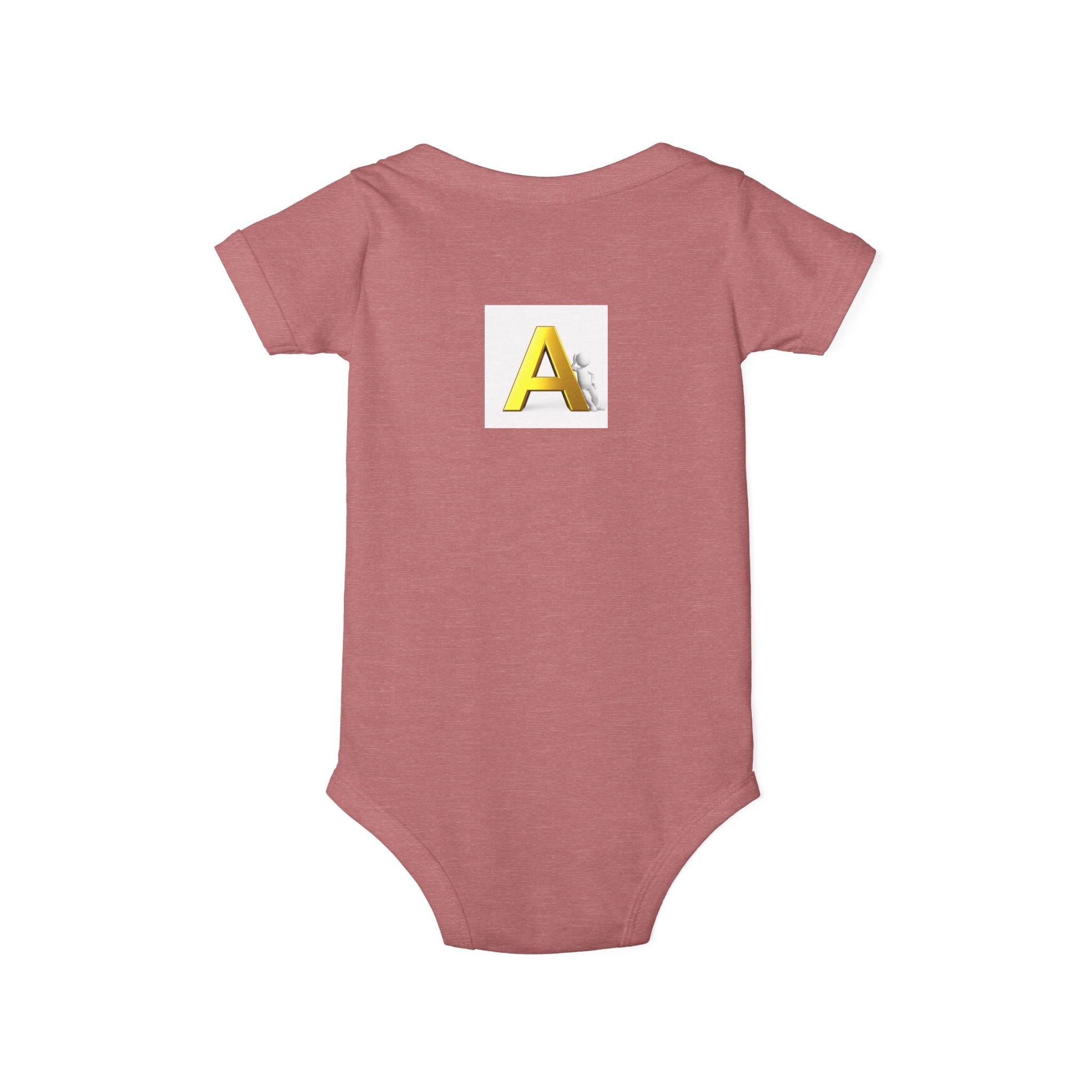Yellow Block Letter A Baby Onesie | Infant Jersey One Piece