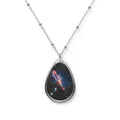 Galaxy Teardrop Pendant Necklace – Oval Space Photo Jewelry