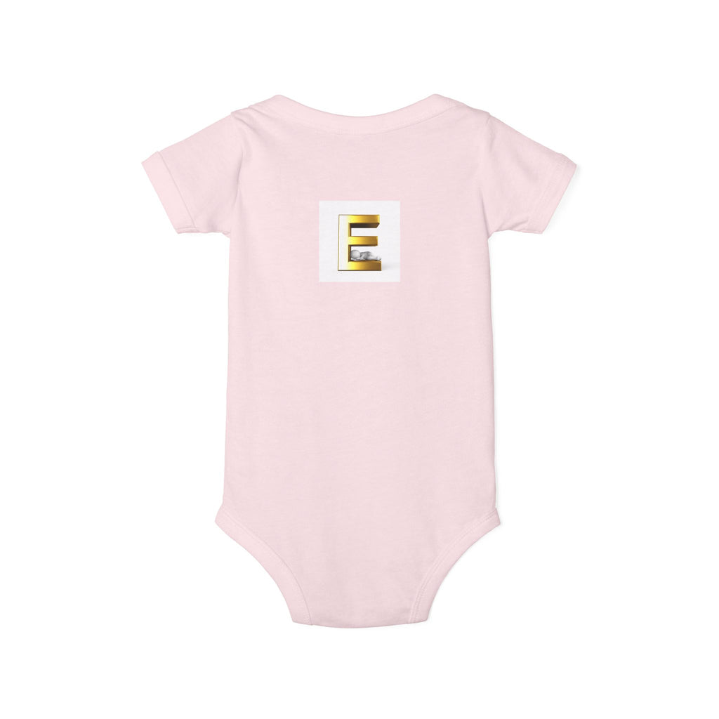Gold Letter E Infant Onesie | Monogram Initial Baby Bodysuit