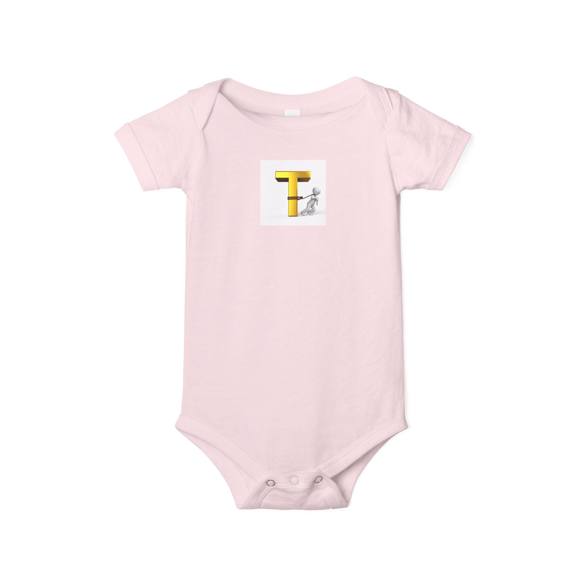Body bébé Monogramme Jaune Lettre T avec motif enfant | Body bébé Monogramme