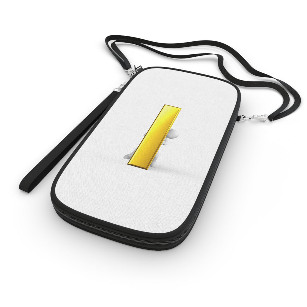 3D Character Holding Gold Letter i Passport Wallet | Minimal Luxury Travel Accessory