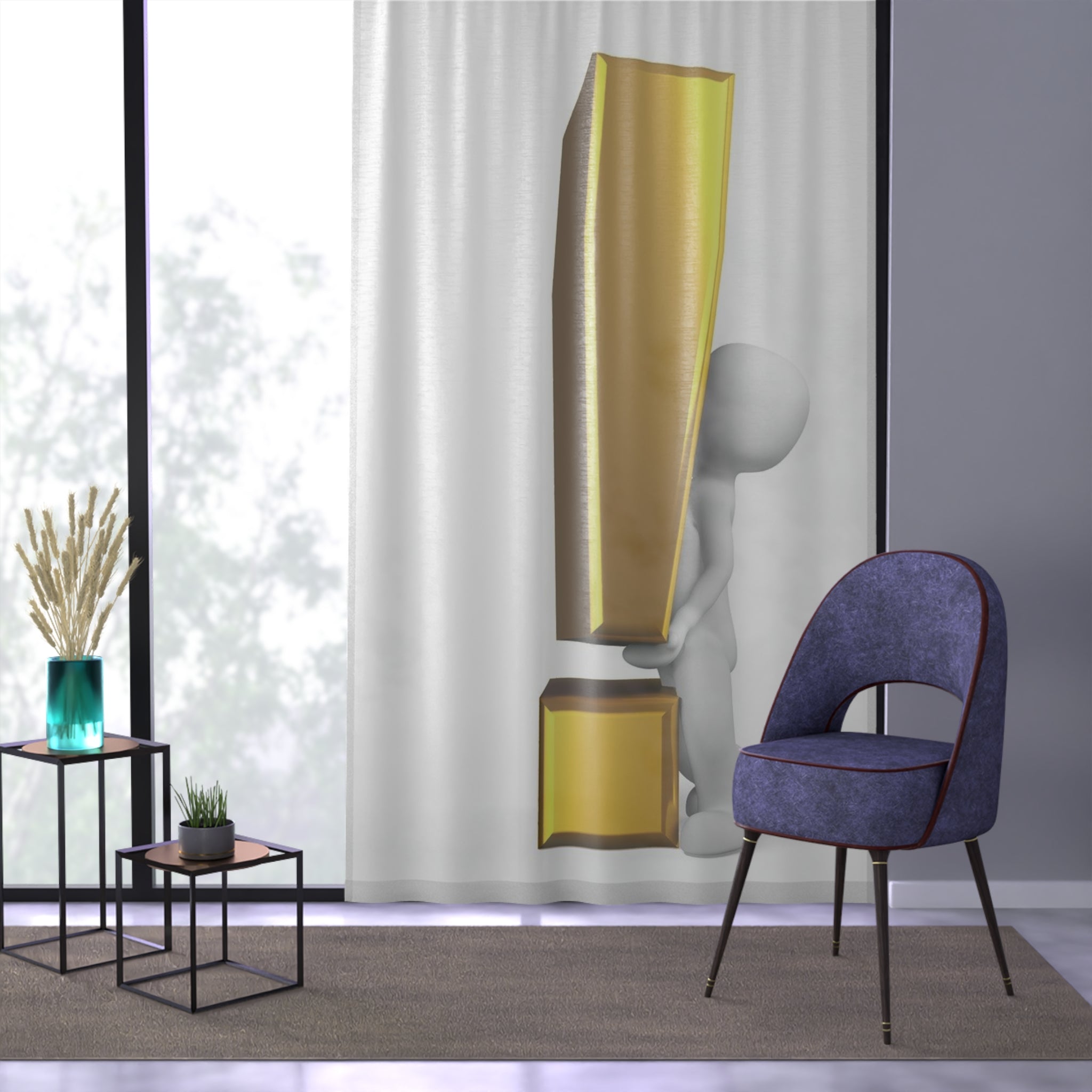 Gold Exclamation Mark Curtain | Novelty Window Curtain