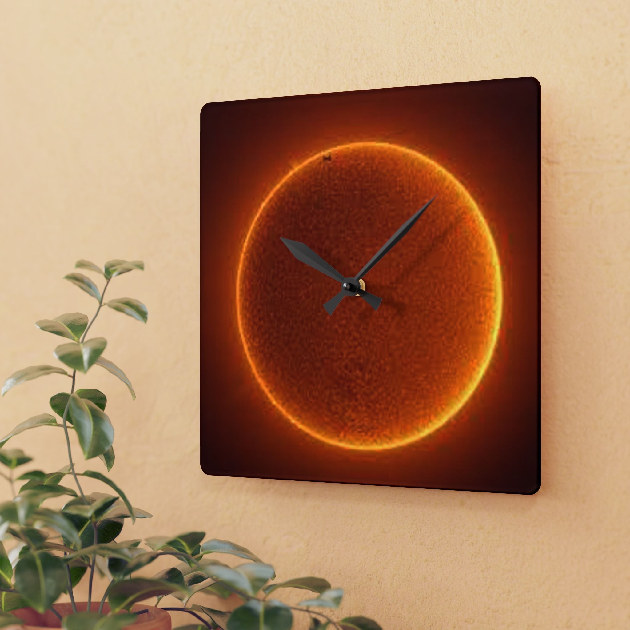 Solar Sun Surface Acrylic Wall Clock | Space Astronomy Decor