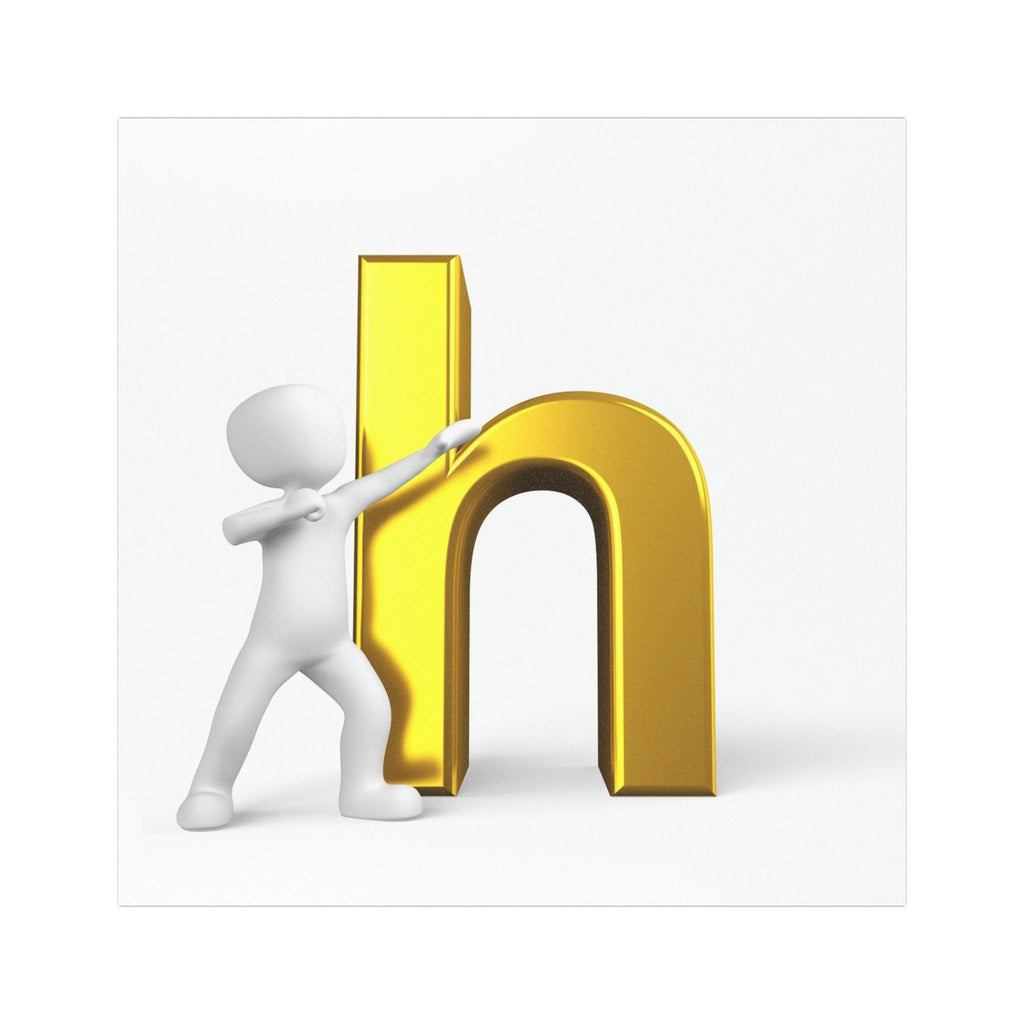 Gold Letter N with Figure Car Magnet | Alphabet Initial Monogram Magnet