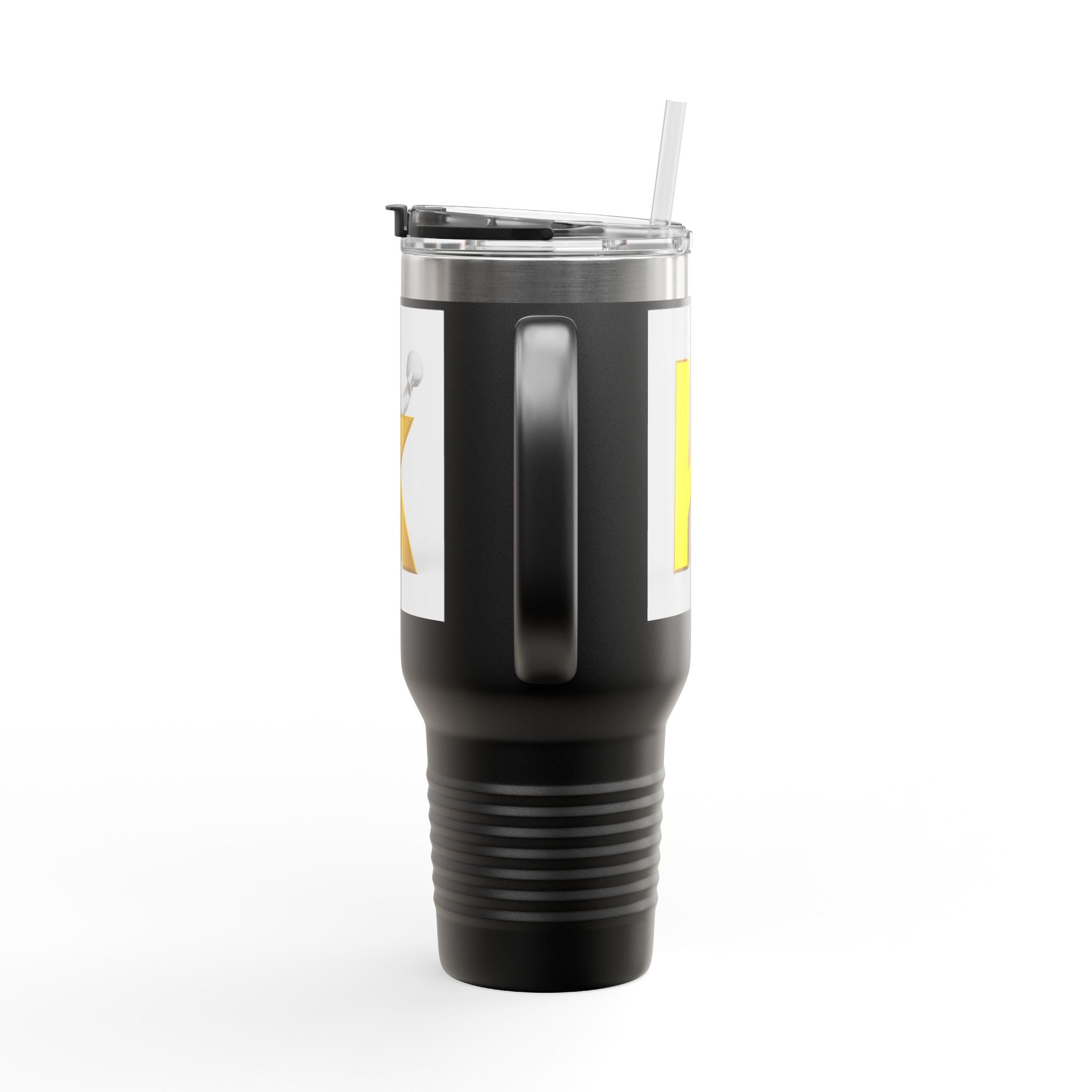 Yellow 3D Letter K Initial Travel Mug | 40oz Insulated Tumbler