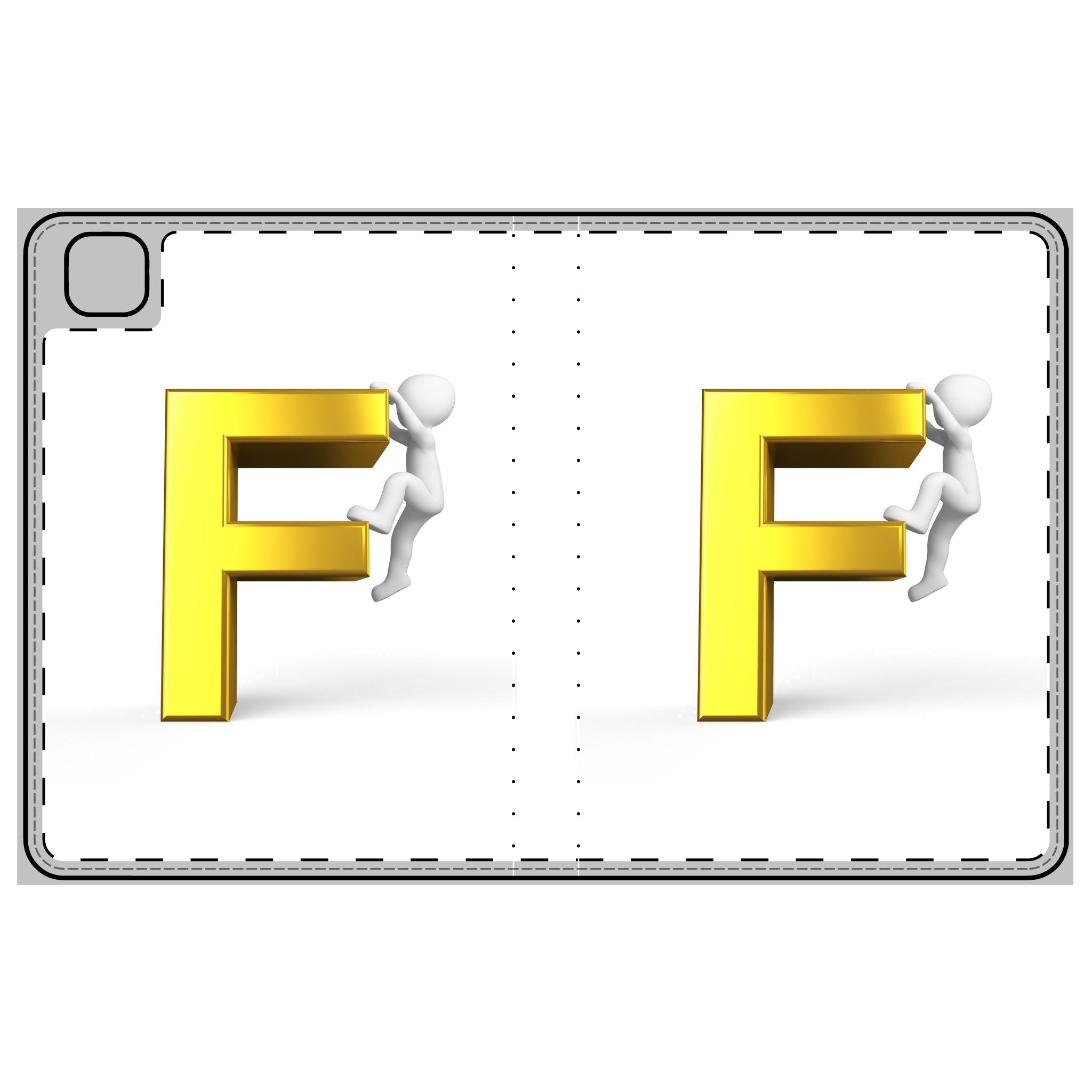 3D Climbing Figure Letter F Tablet Folio Case | Initial Monogram