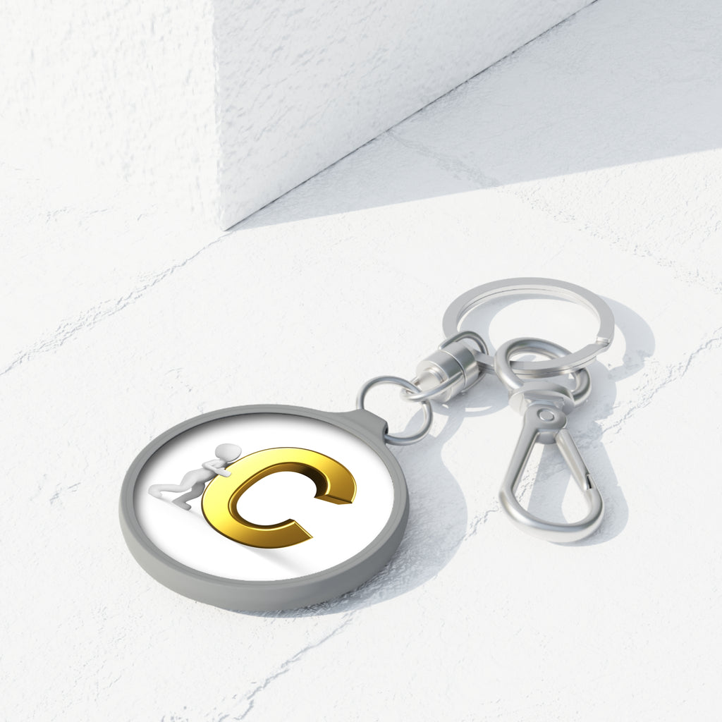 Gold Letter C Monogram Keyring Tag | Initial Keychain, Personalized Initial