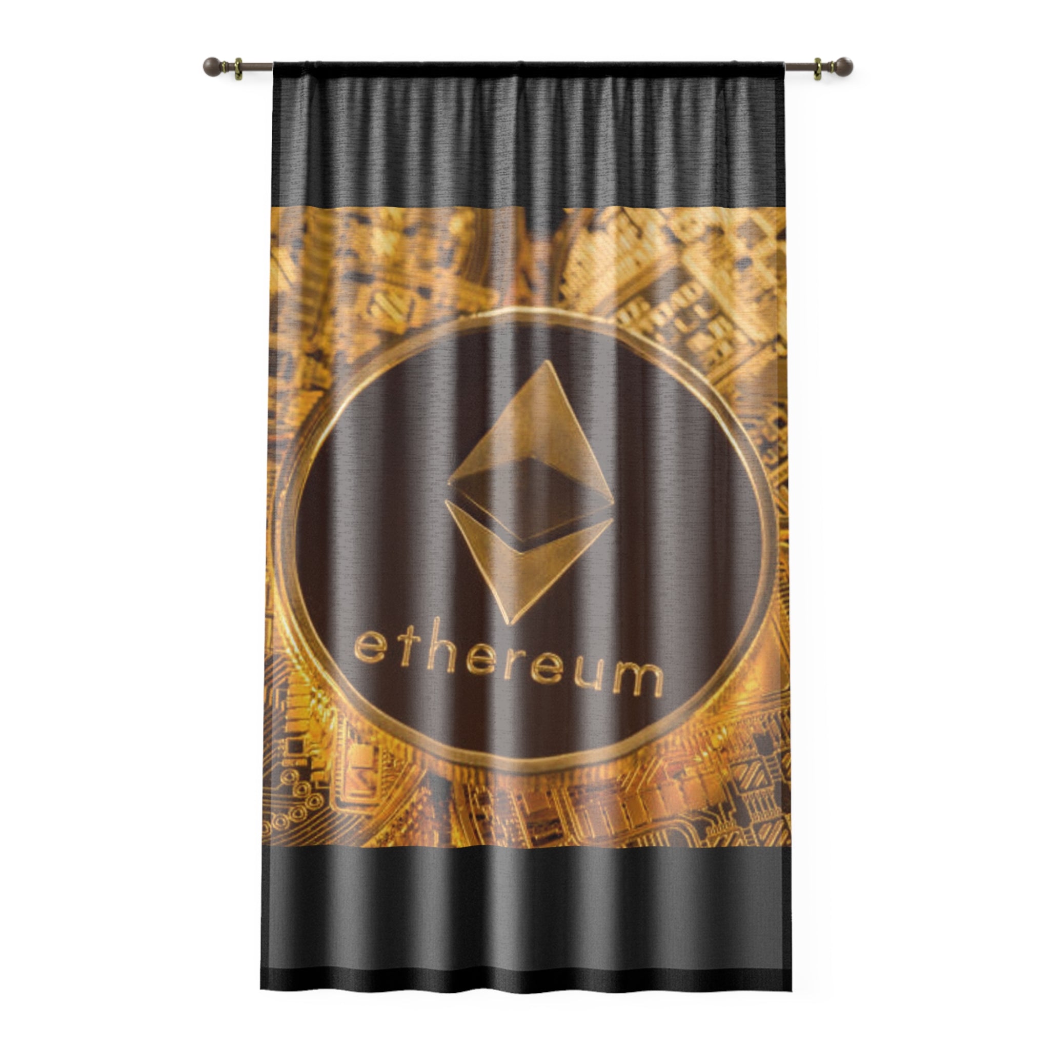 Ethereum Crypto Coin Window Curtain | Blockchain Symbol Drapery