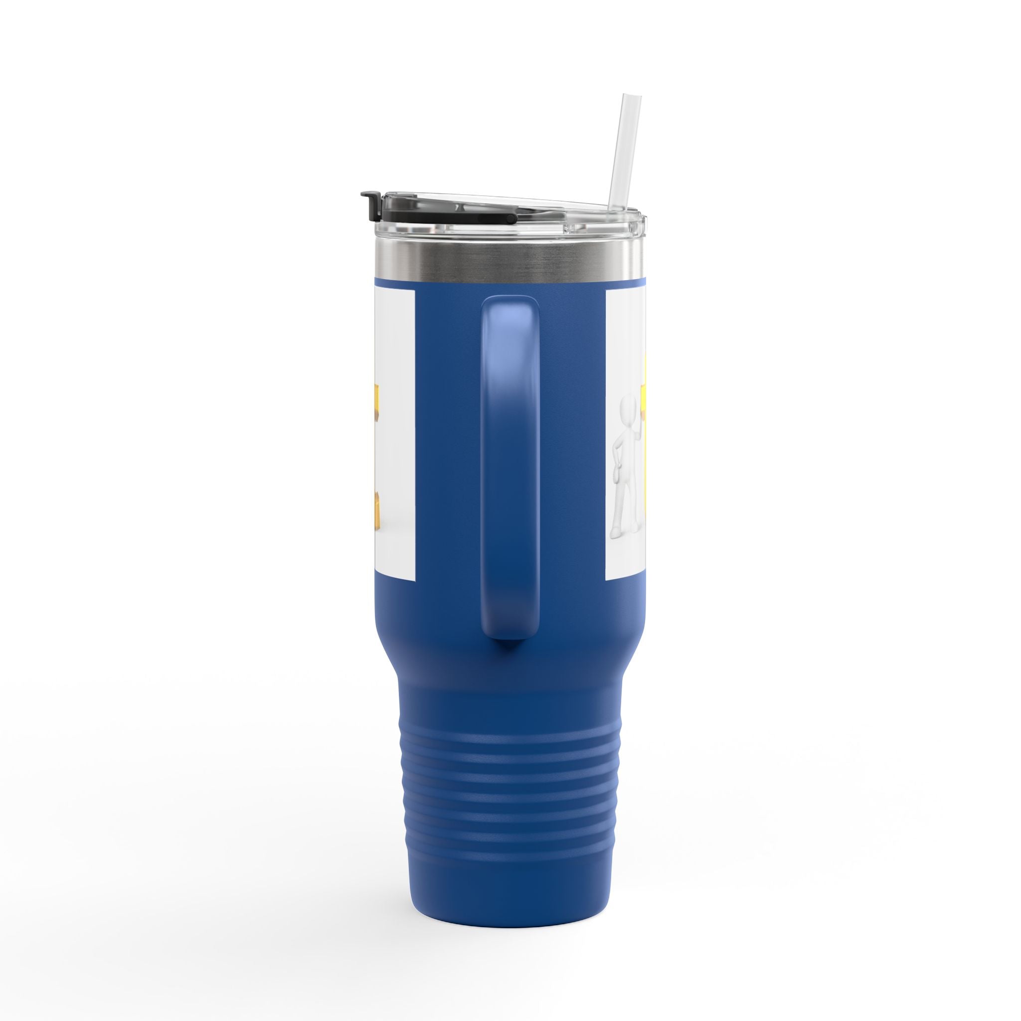 3D Stick Figure with Gold Letter T Insulated Travel Mug 40oz | Tall Tumbler