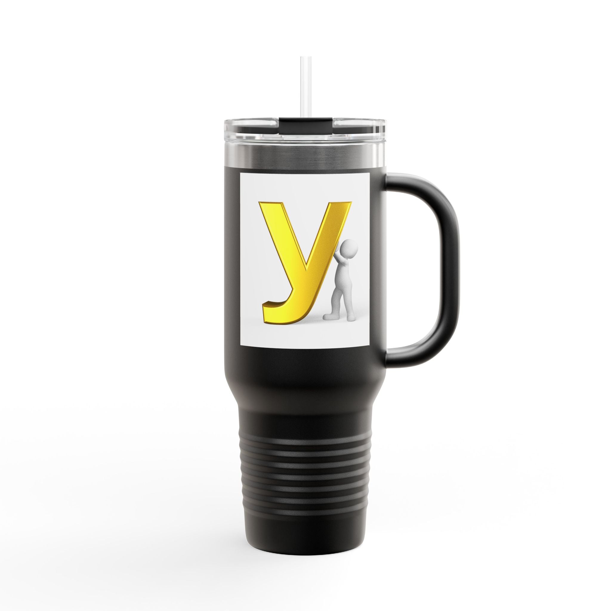 Yellow Letter Y Monogram Travel Mug | 40oz Insulated Tumbler