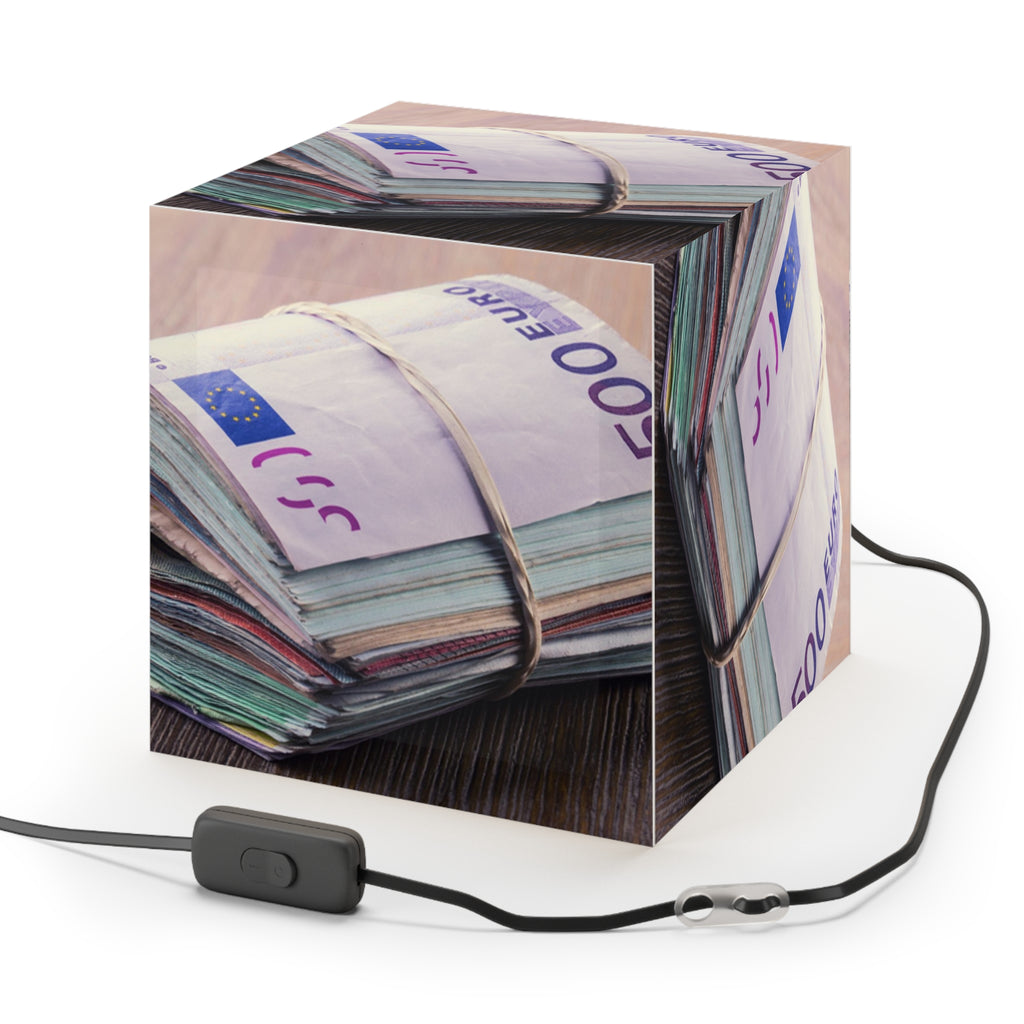 Stack of Euro Banknotes Light Cube Lamp | Money Photo Cube Lamp