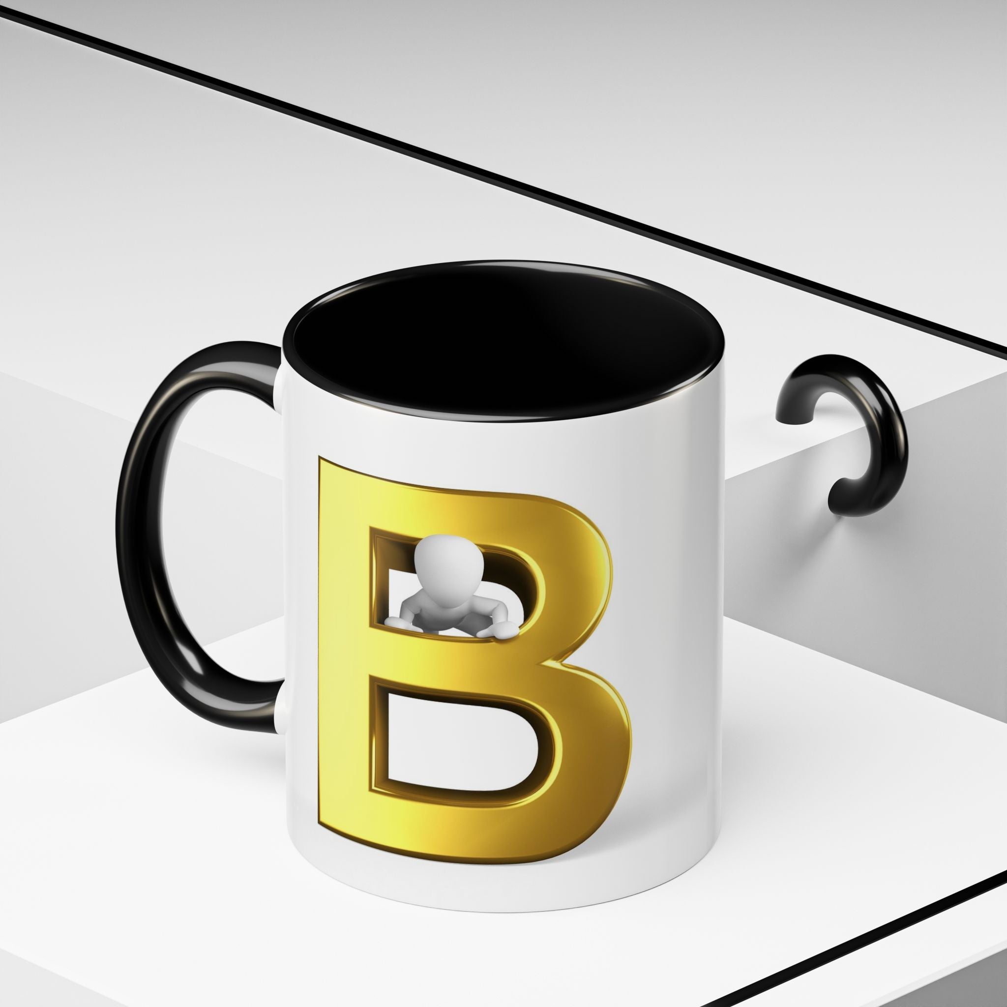 Gold Letter B with 3D Character Mug | Accent Coffee Mug