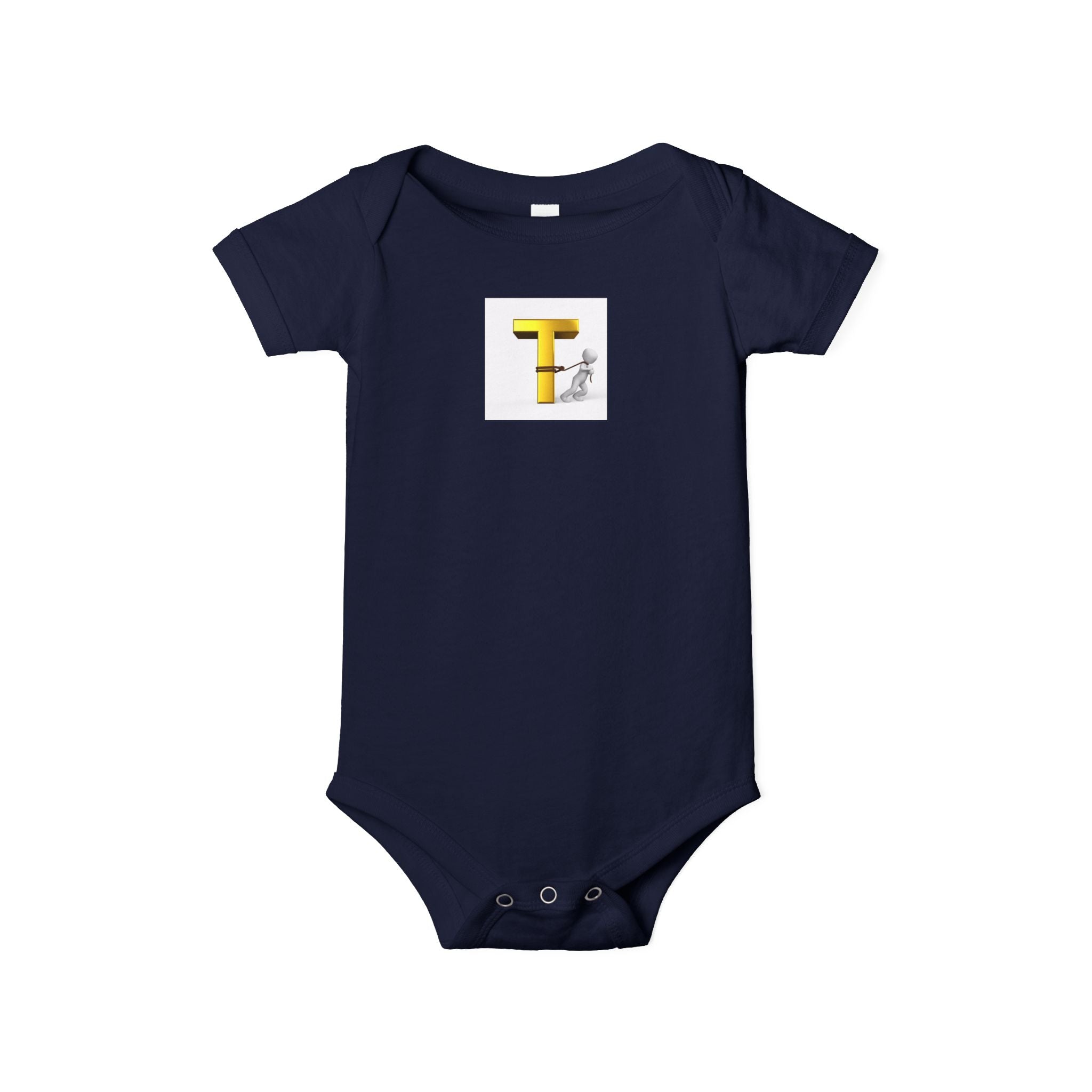 Body bébé Monogramme Jaune Lettre T avec motif enfant | Body bébé Monogramme