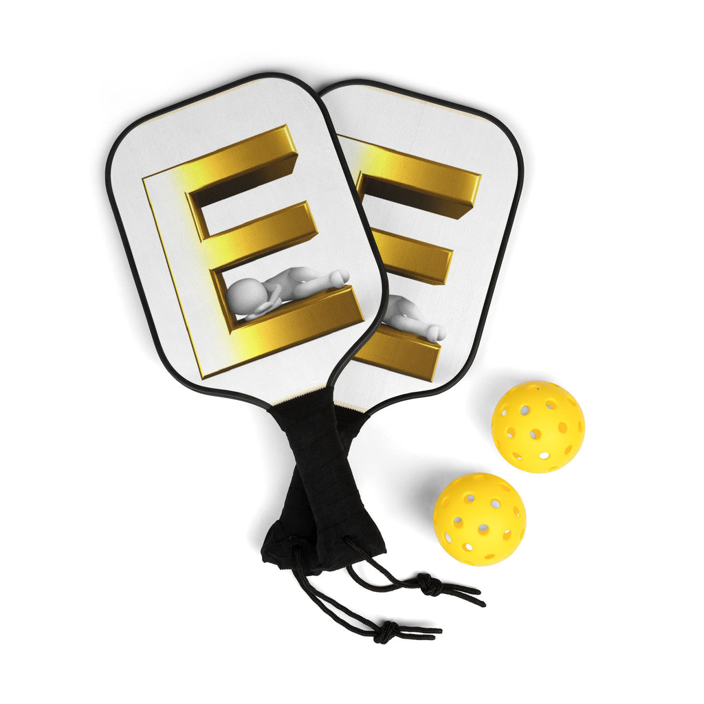 Gold 3D Letter E pickleball paddle | Pickleball Kit