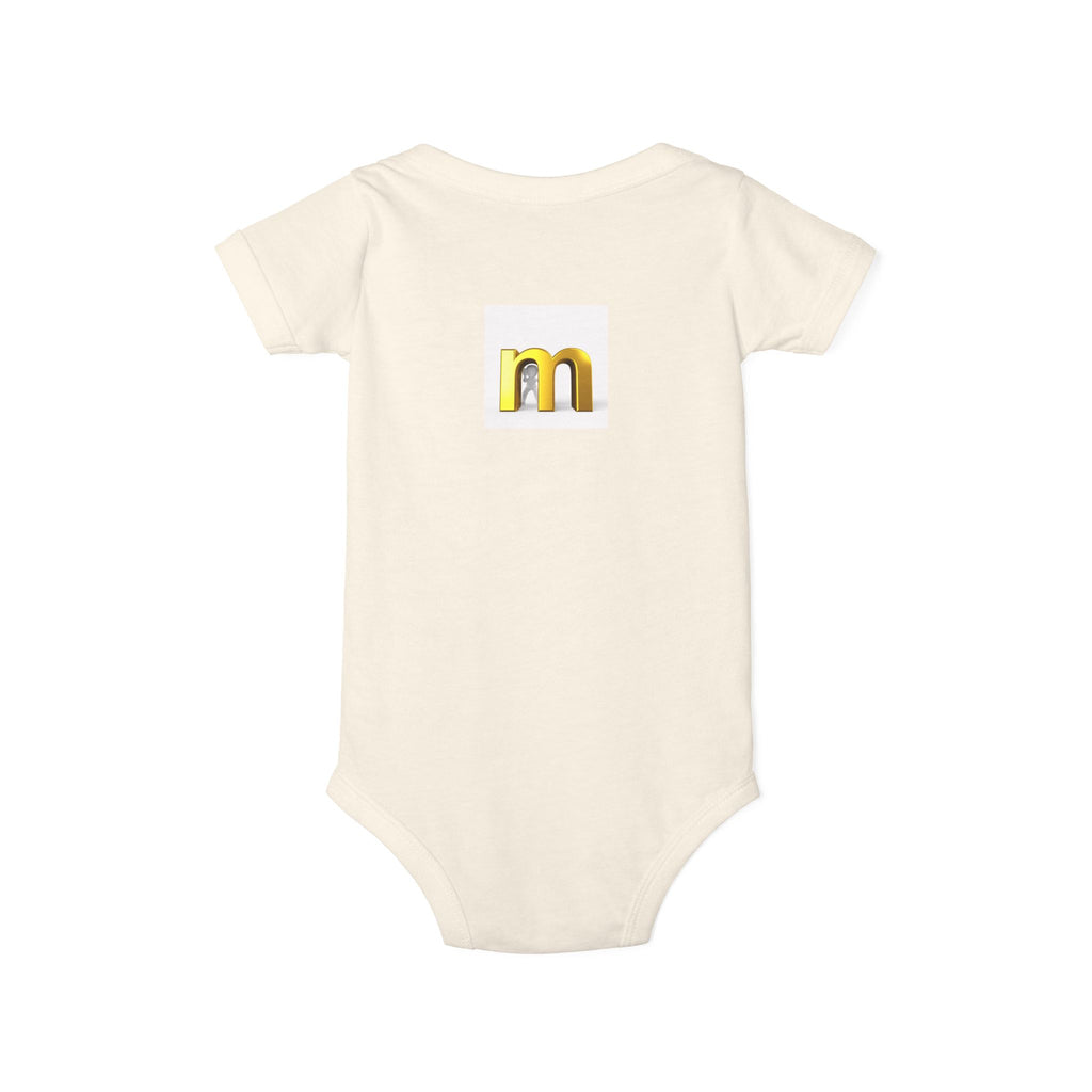 Gold Letter M Infant Onesie | Baby Bodysuit Monogram Initial