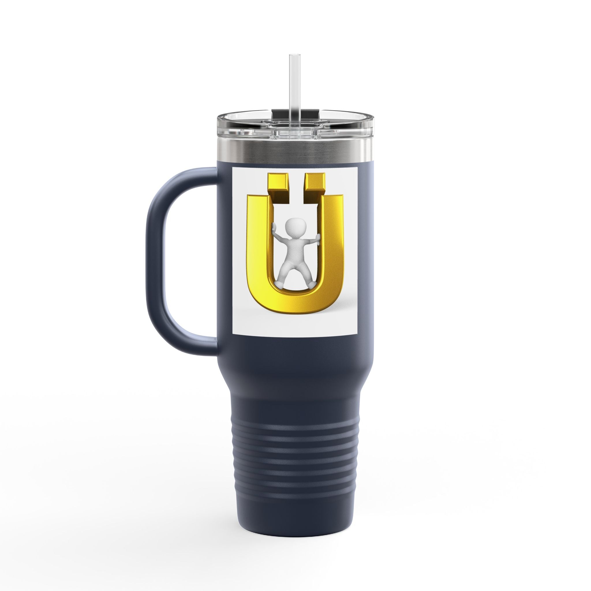 Golden Letter Ü with Figure 40oz Travel Mug | Insulated Tumbler