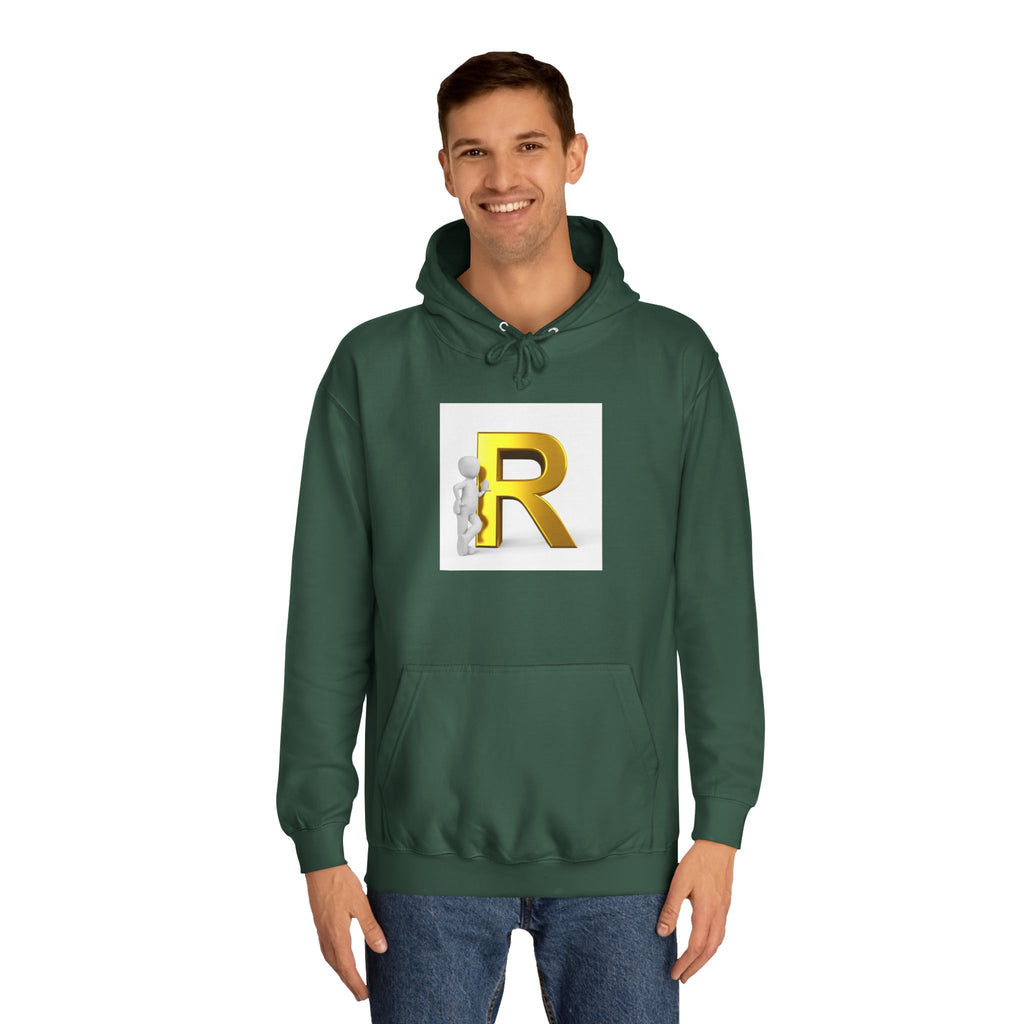 Gold Letter R Hoodie | 3D Character Leaning on R